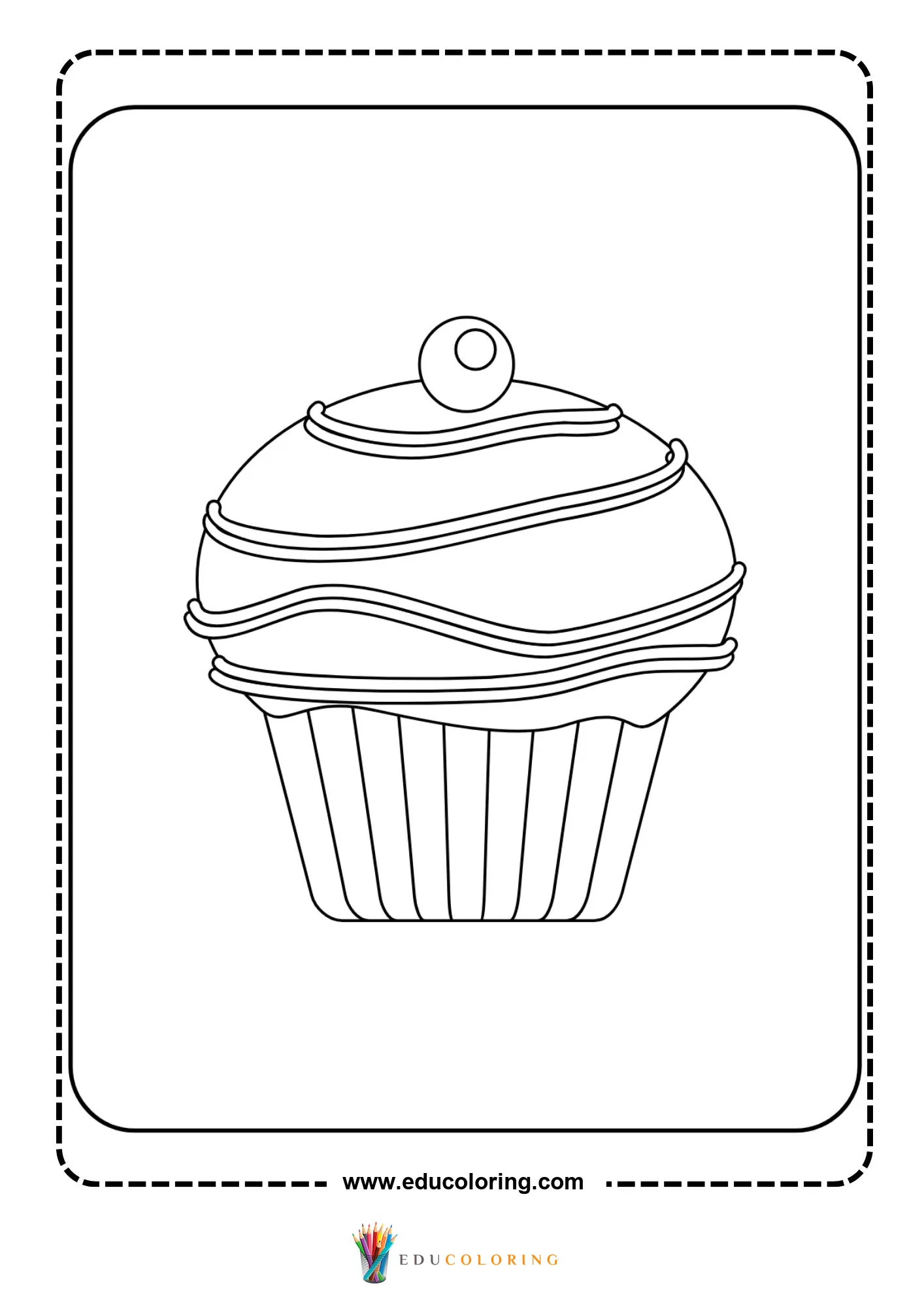 Cupcake with wavy icing and cherry