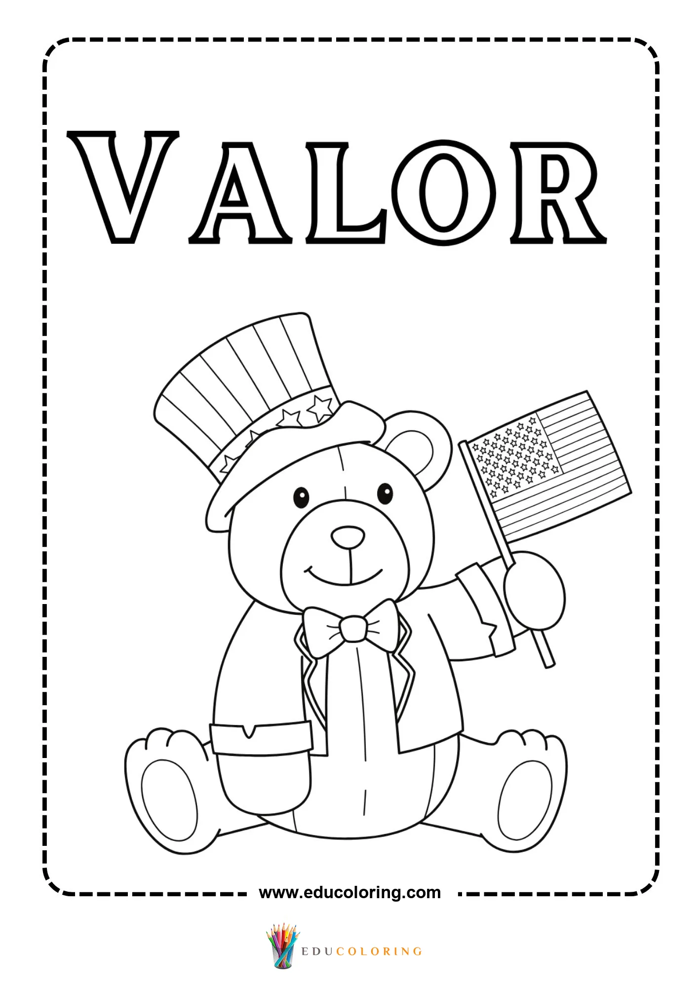 Teddy bear with Valor flag