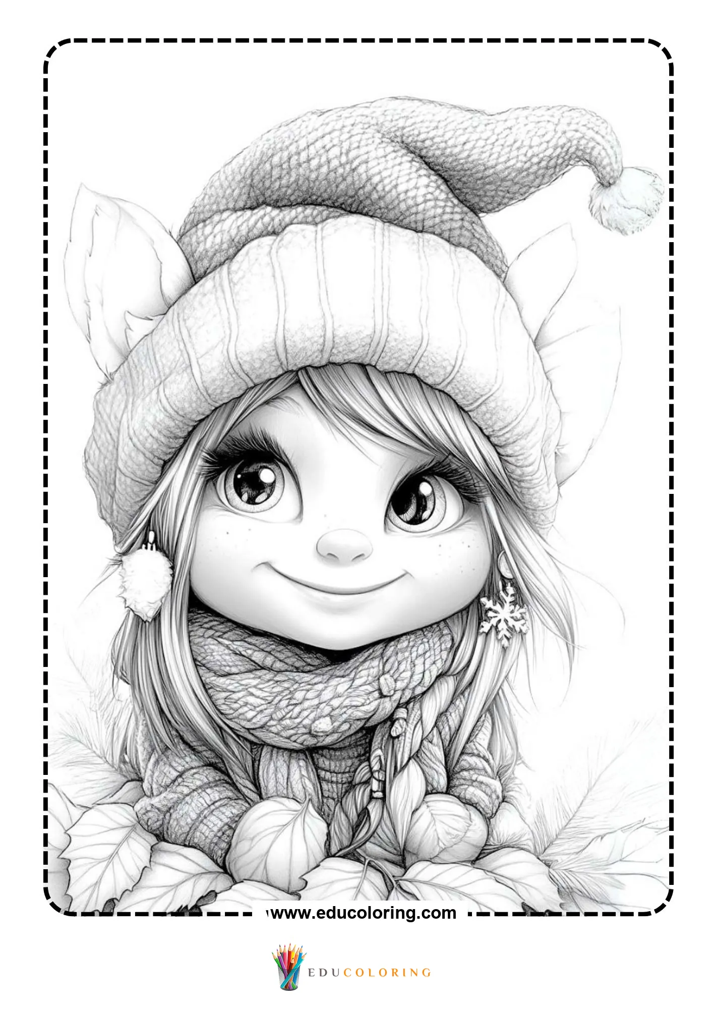 Elf with braided pigtails and scarf