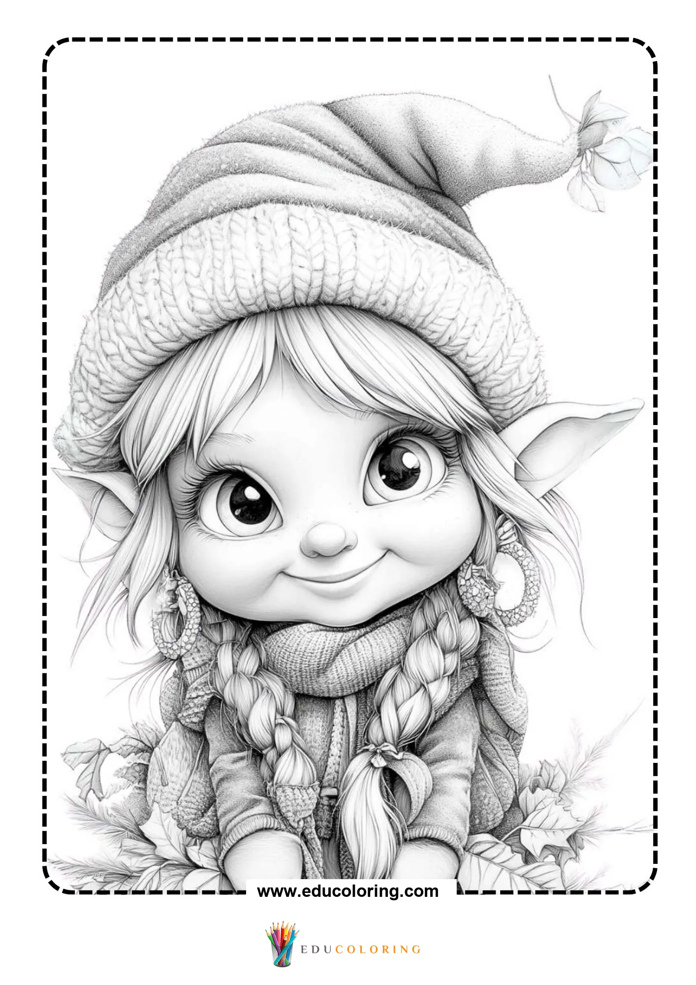 Elf holding scarf with bright eyes