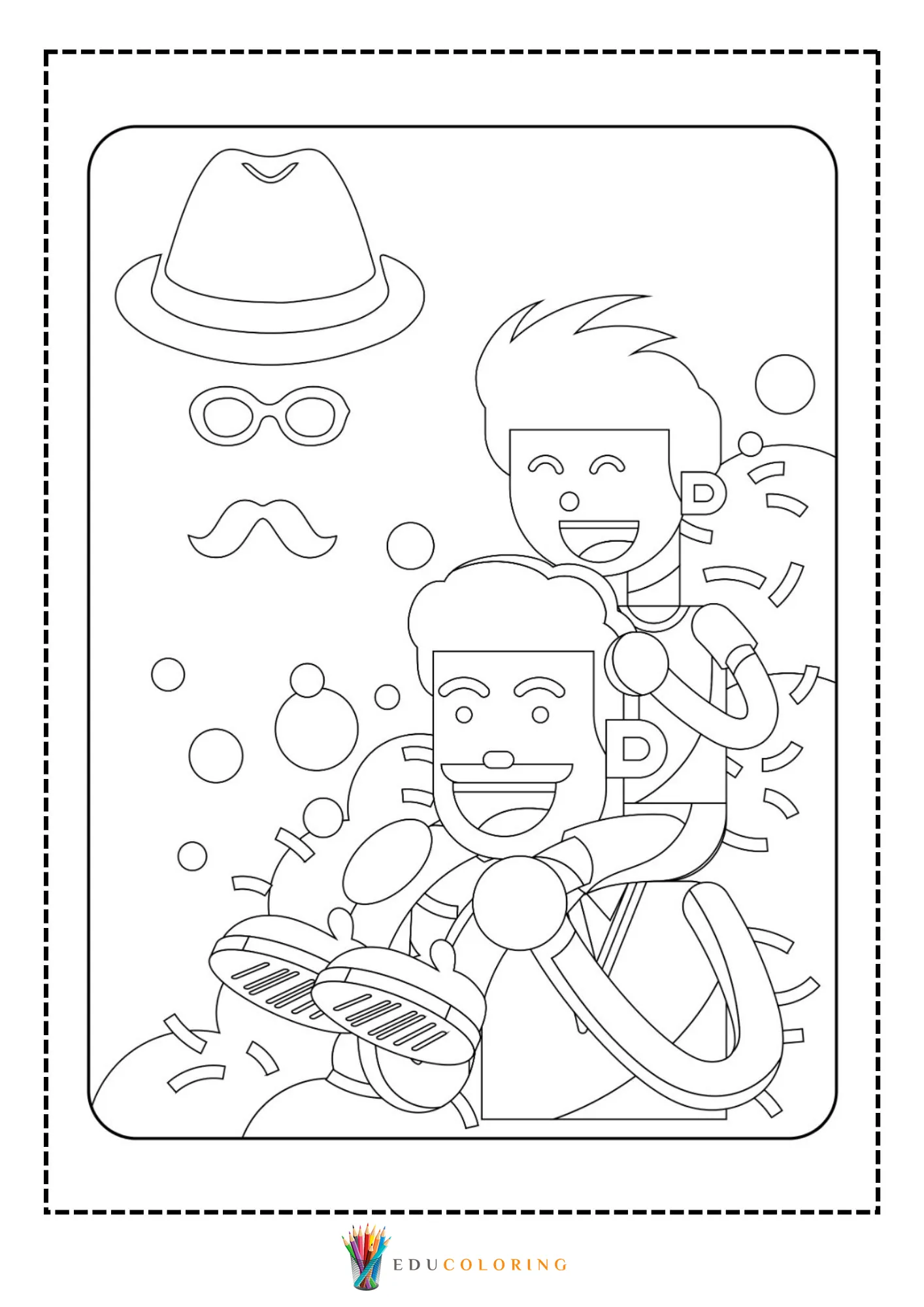 Dad and child on ribbon bicycle
