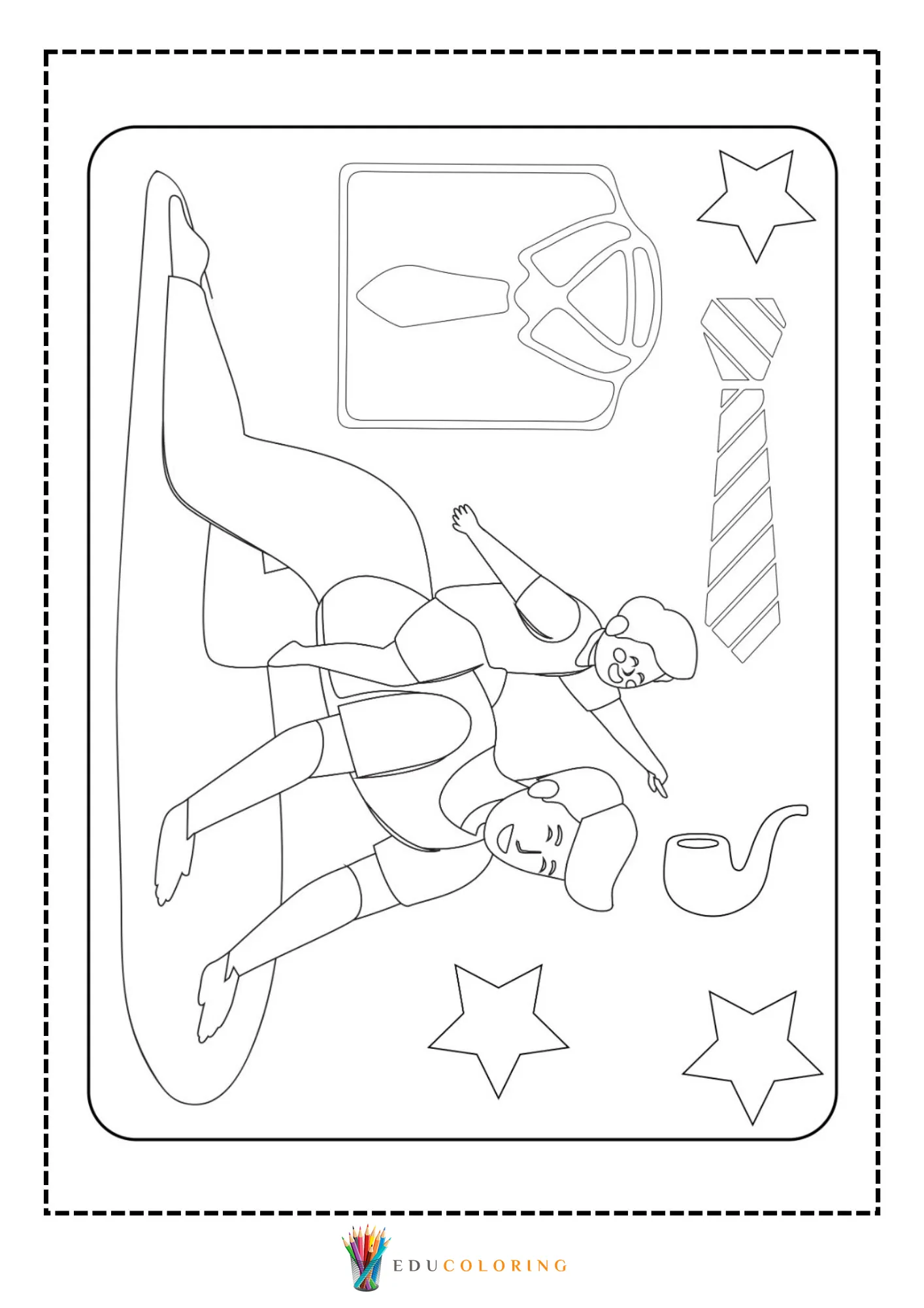 Rotated dad and child surfing