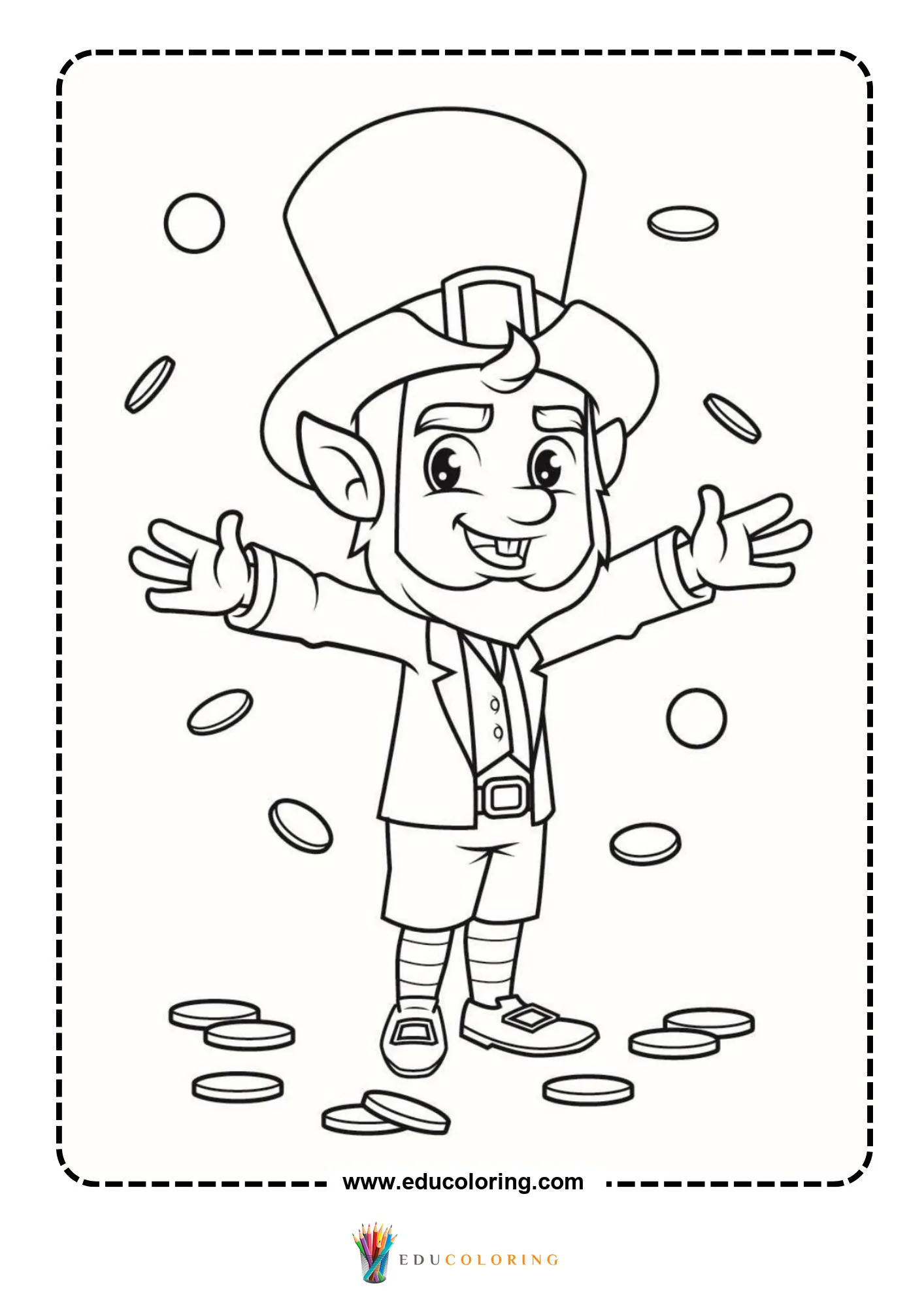 Leprechaun tossing gold coins