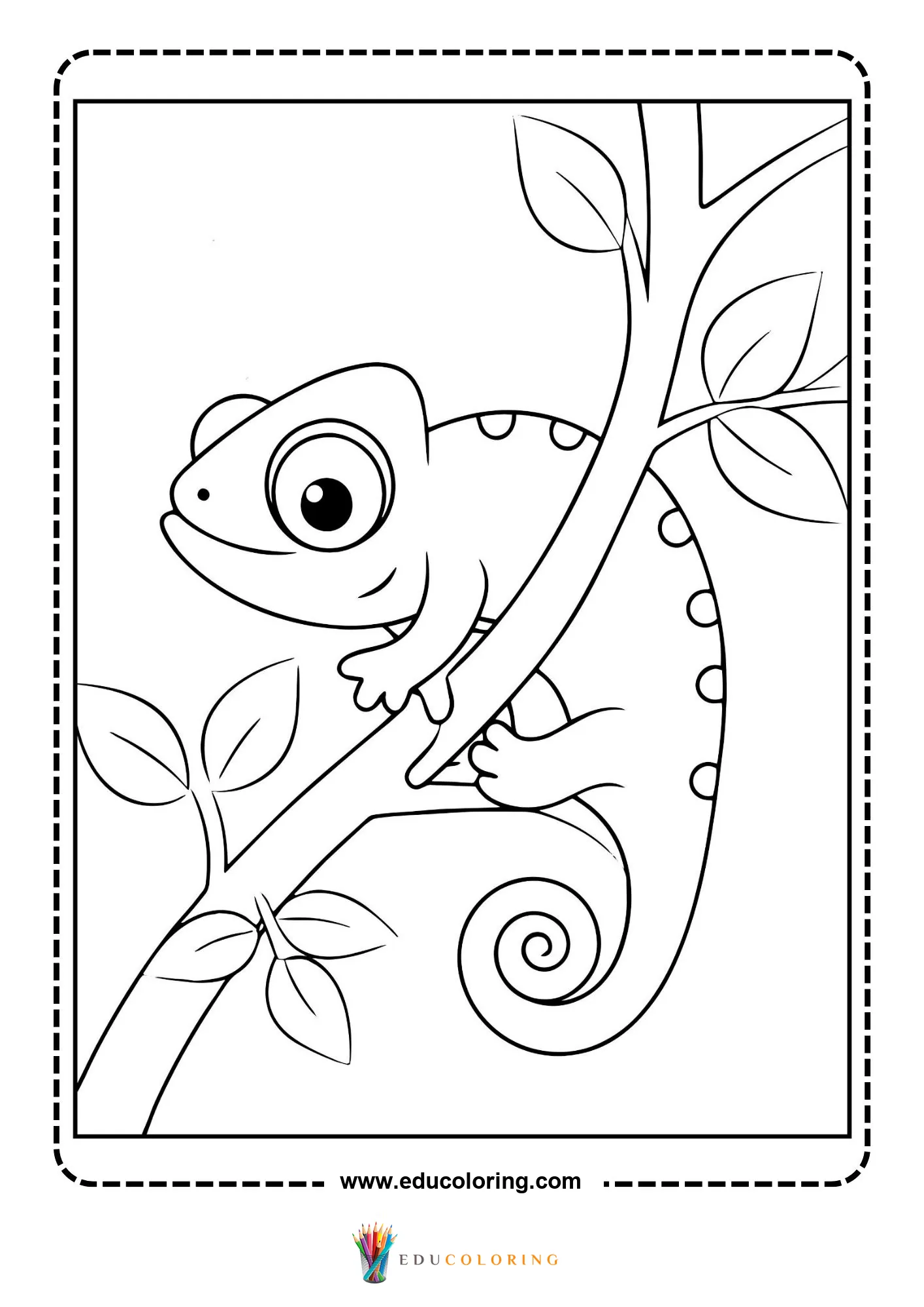 Chameleon perched on a leafy branch