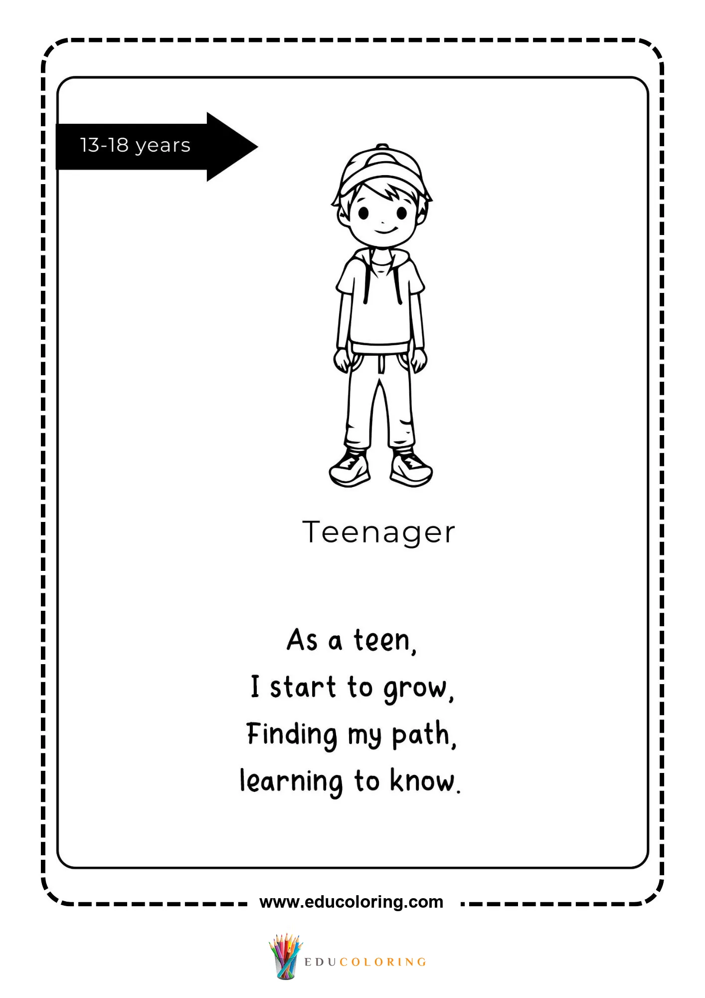 Teenager stage with poem