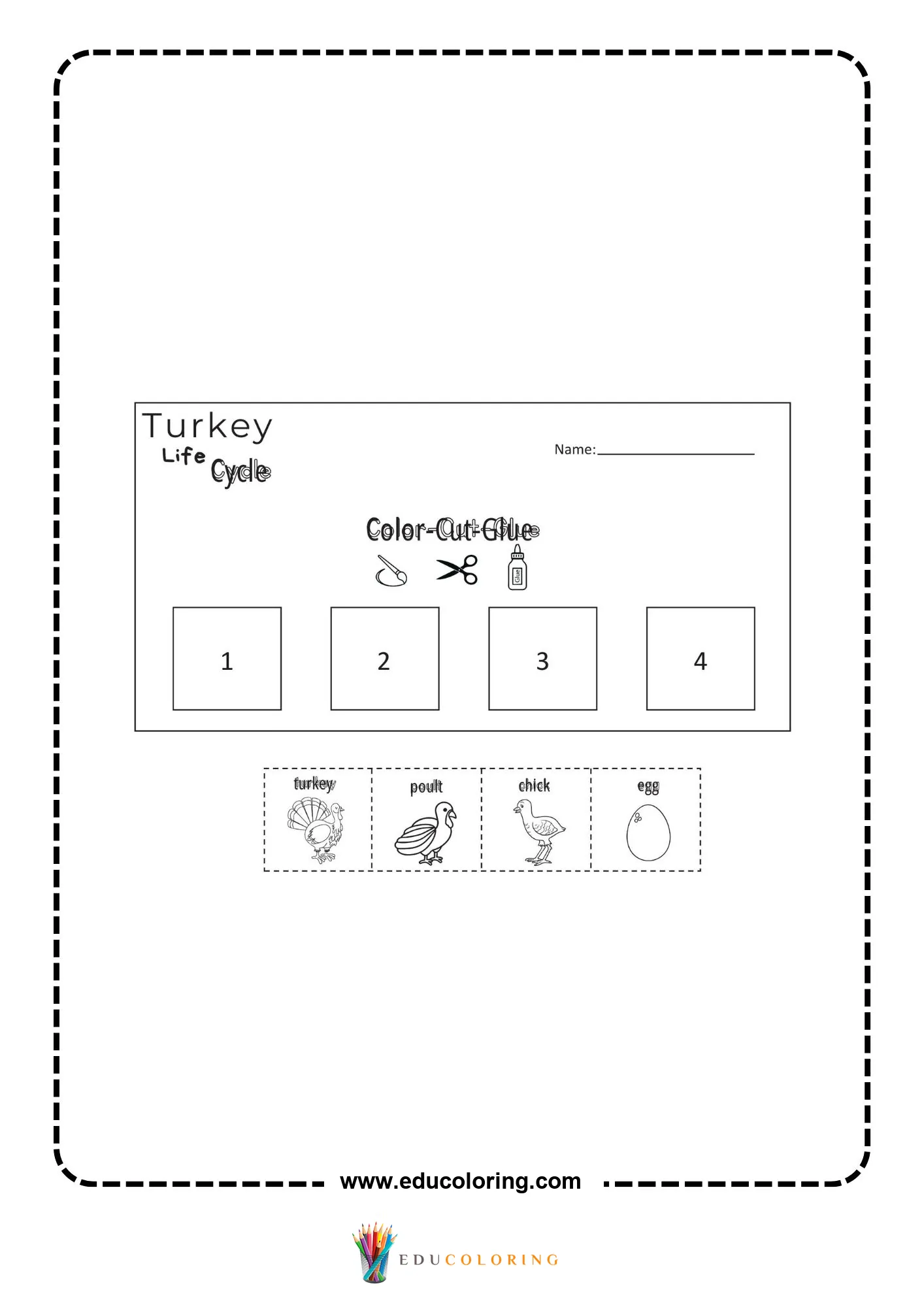 Turkey pocket chart sentence strips