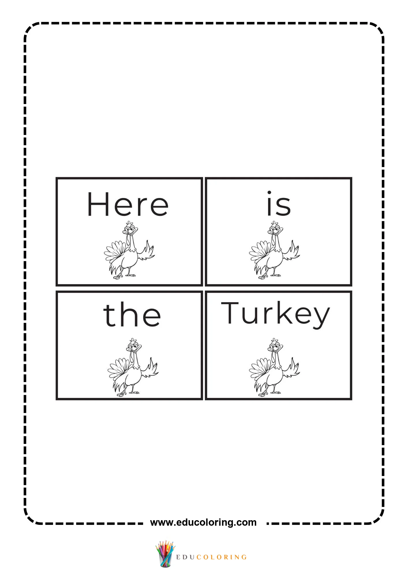 Turkey poult sentence strips