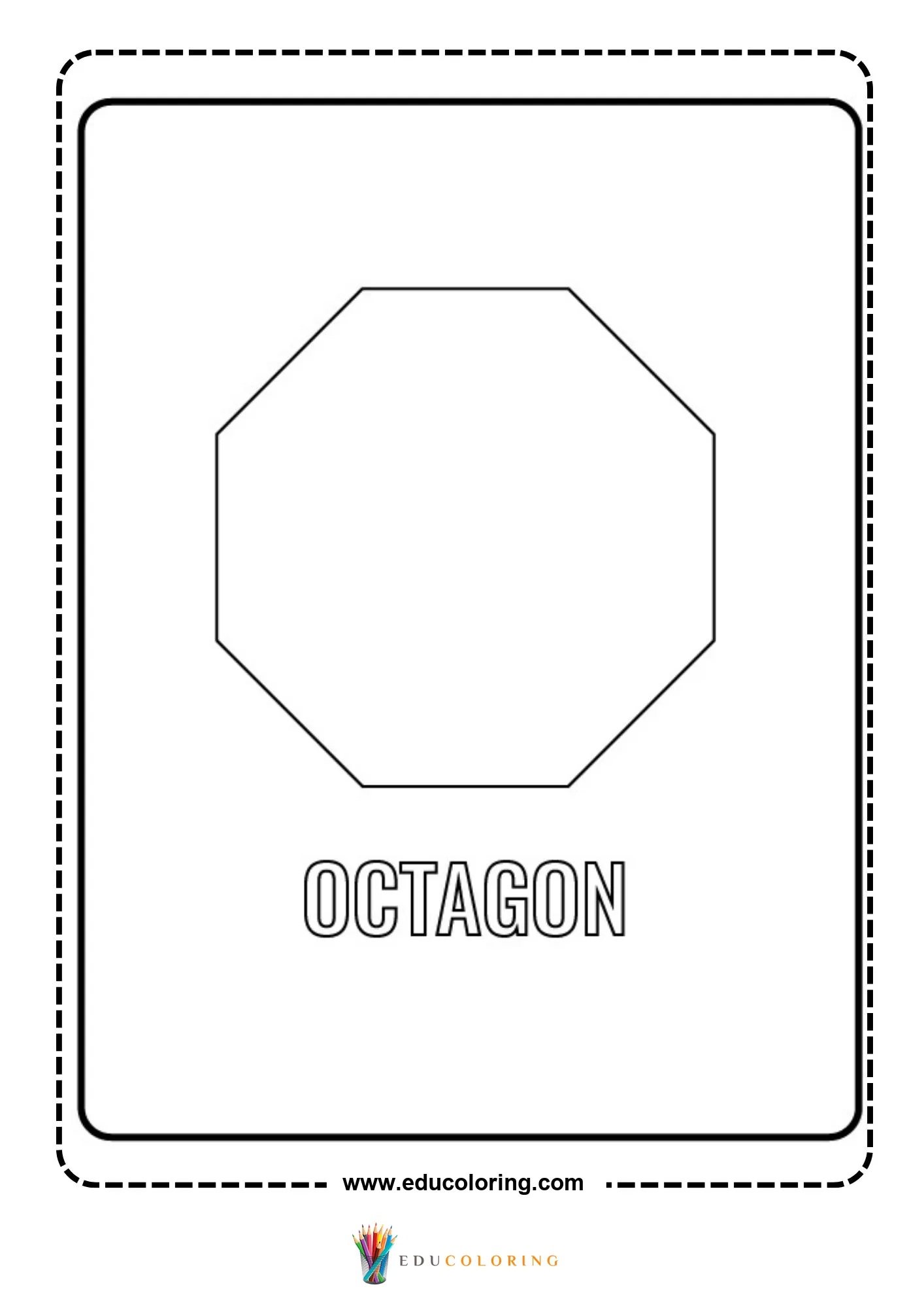 Octagon shape coloring page with labeled outline