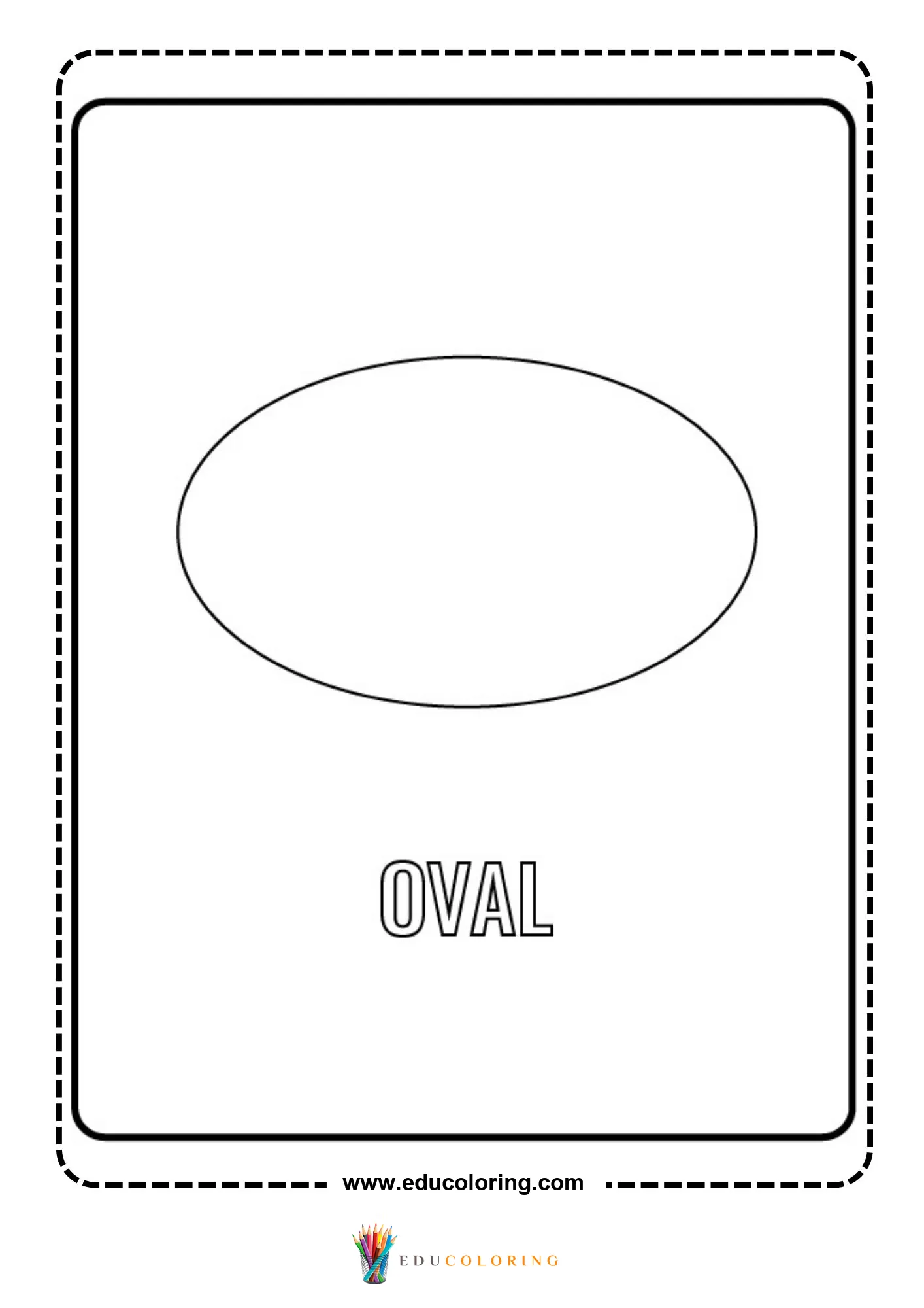 Oval shape coloring page with labeled outline