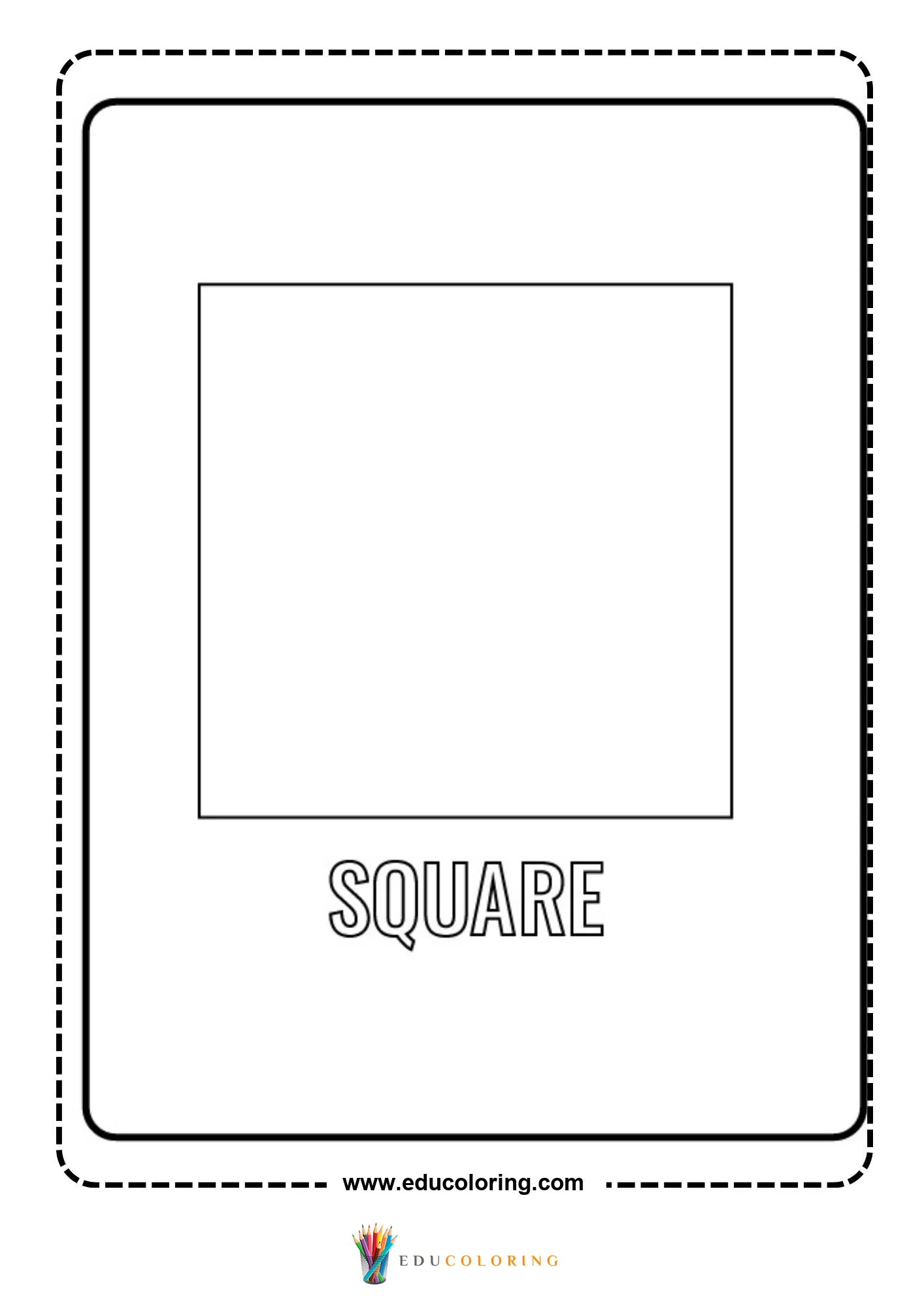 Square shape coloring page with labeled outline