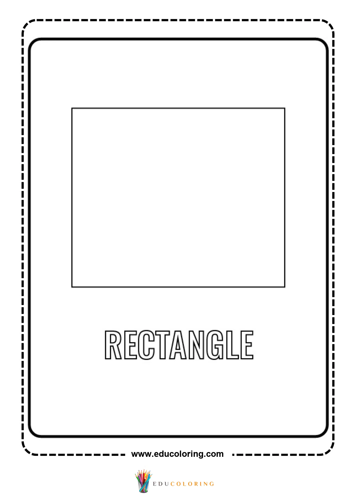 Rectangle shape coloring page with labeled outline