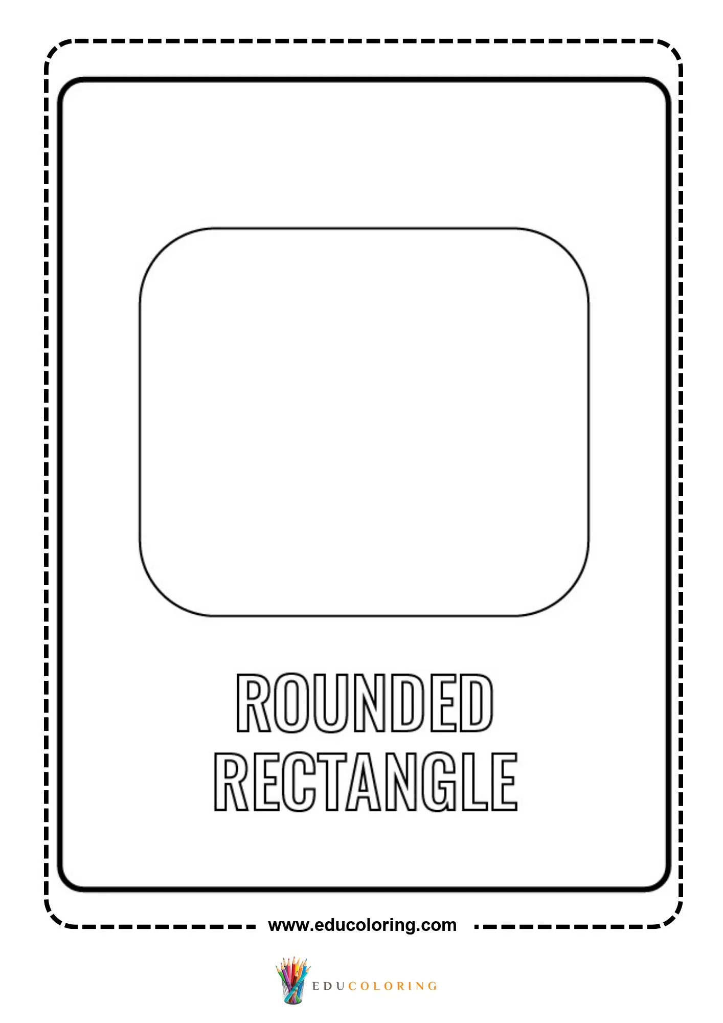 Rounded rectangle shape coloring page with labeled outline