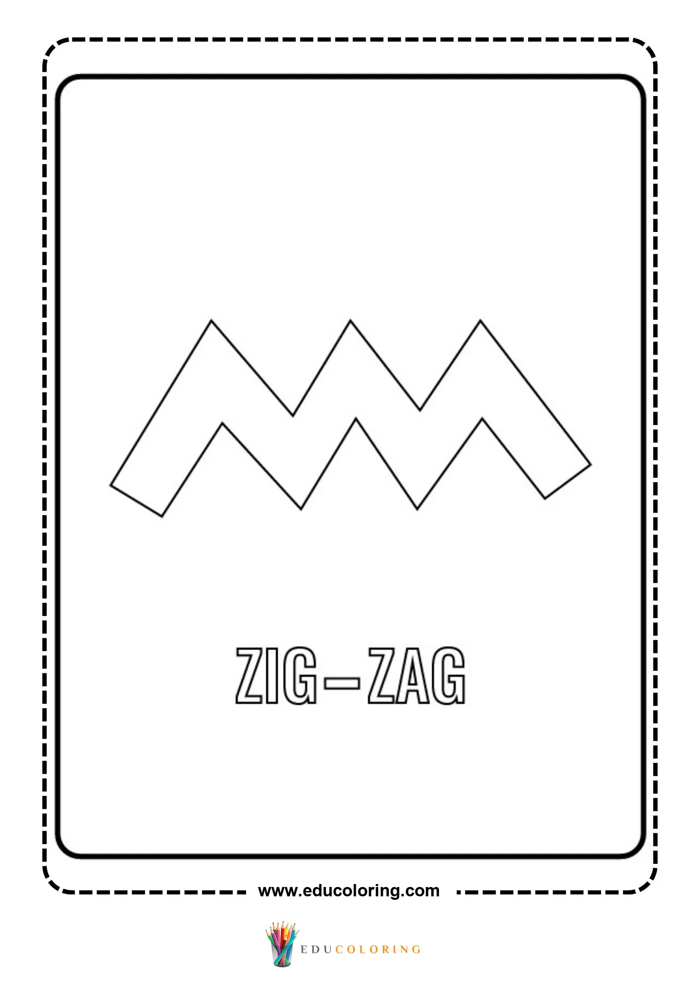 Zig-zag shape coloring page with labeled outline