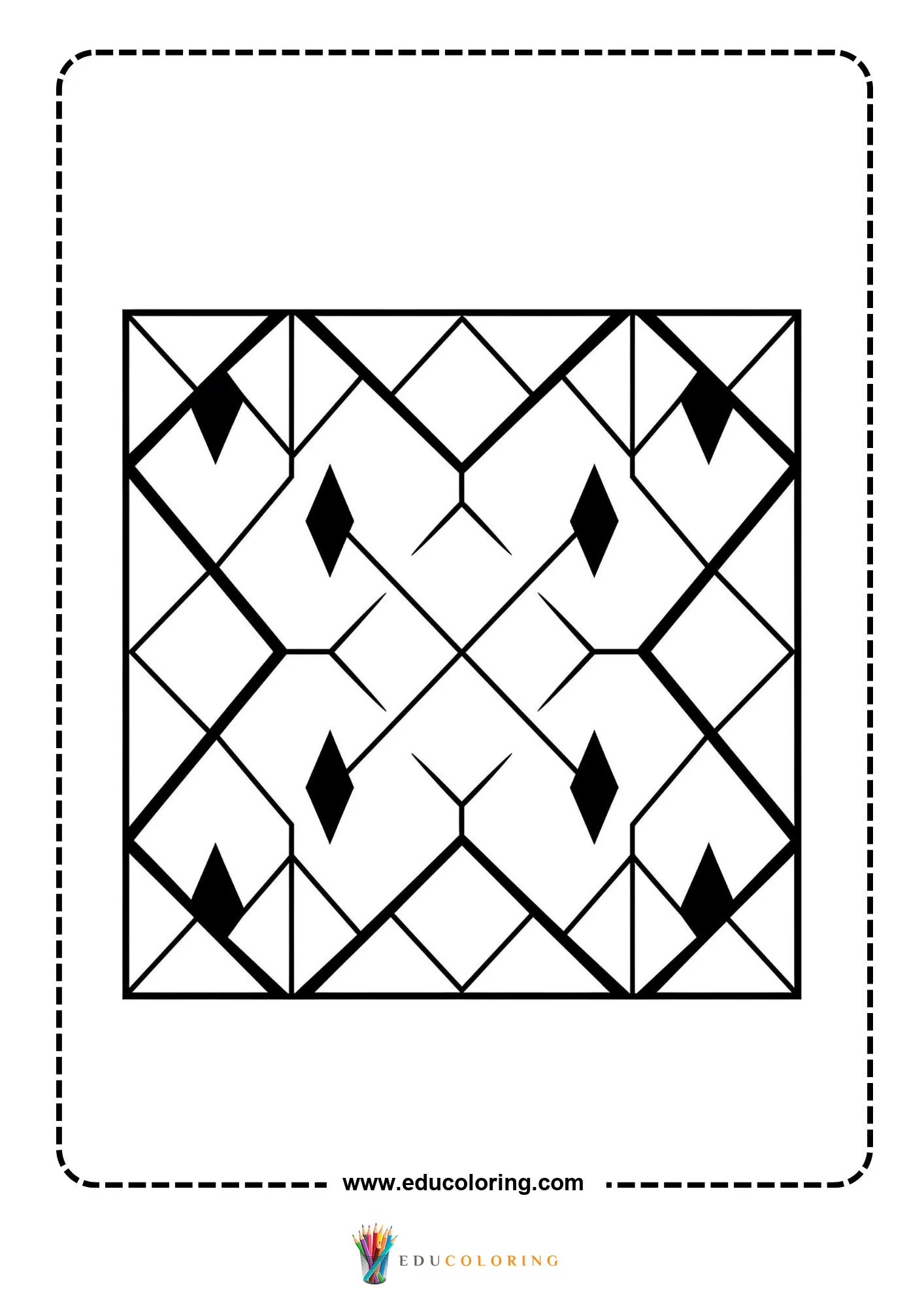 Easy geometric diamond pattern coloring page