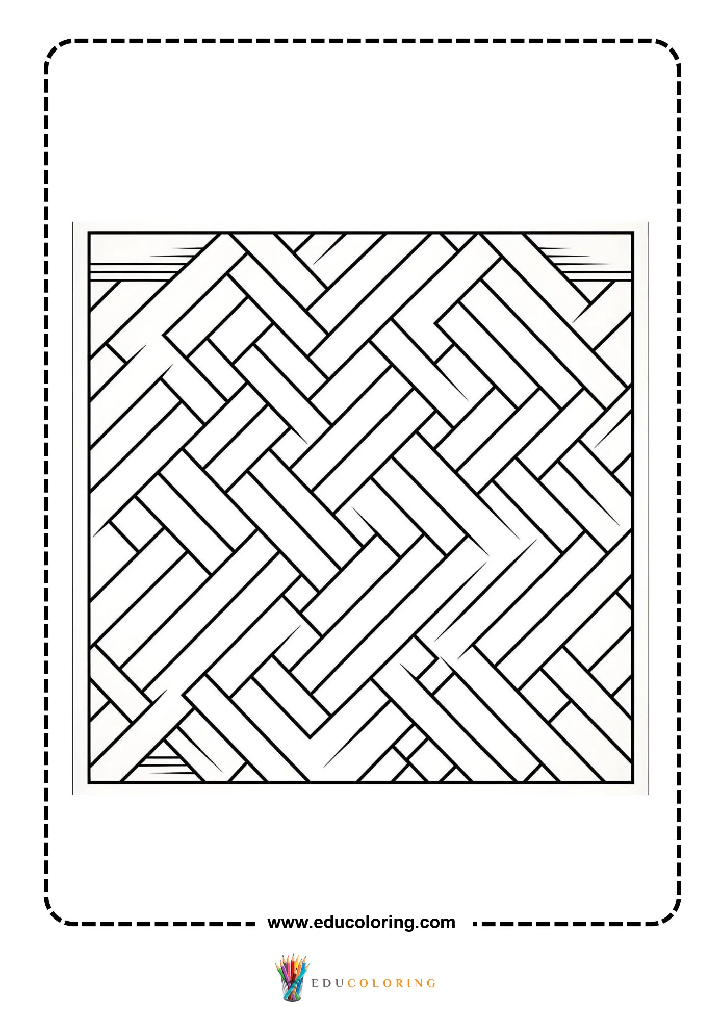 Easy woven rectangle pattern coloring page