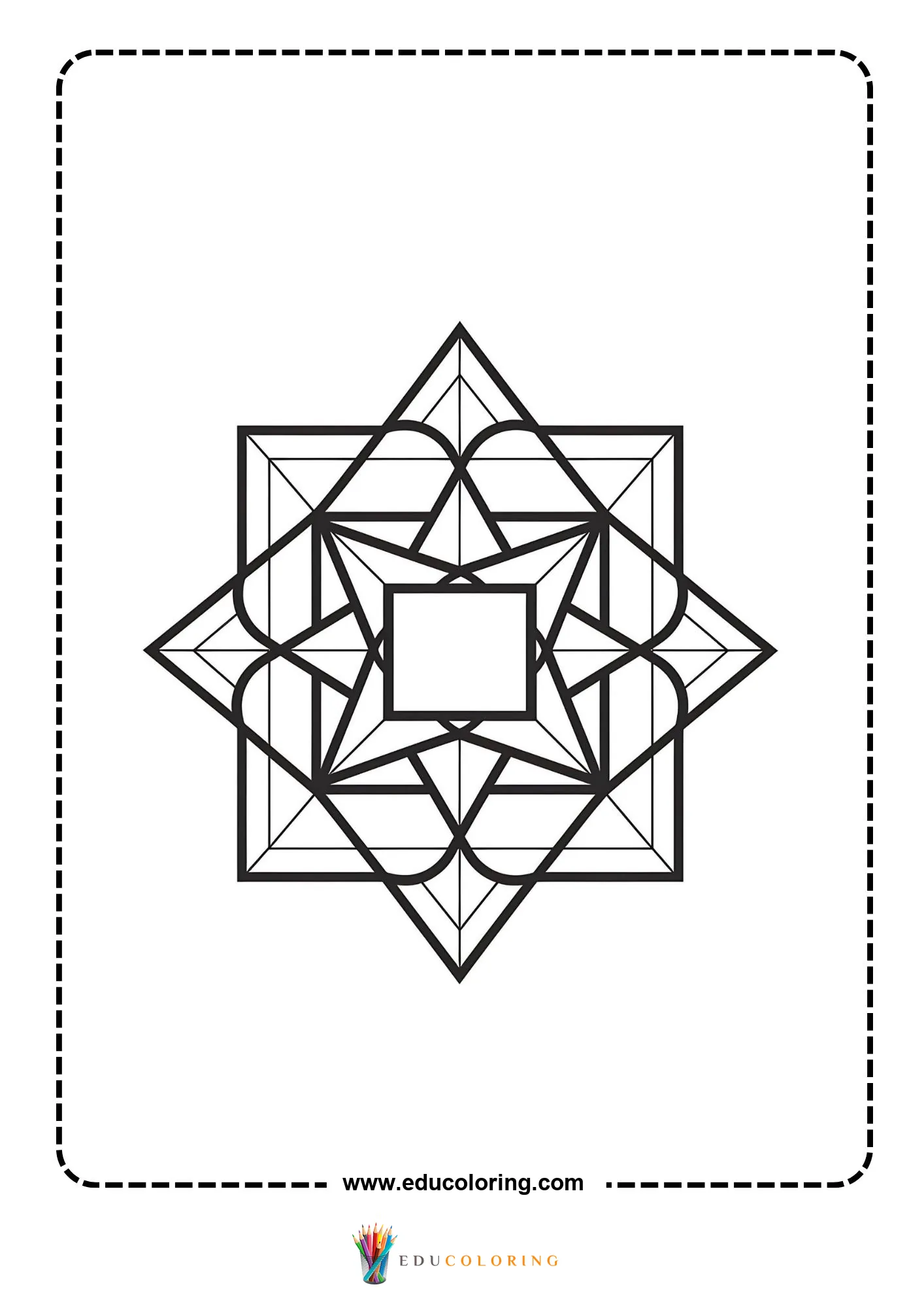 Easy abstract geometric pattern coloring page page 18