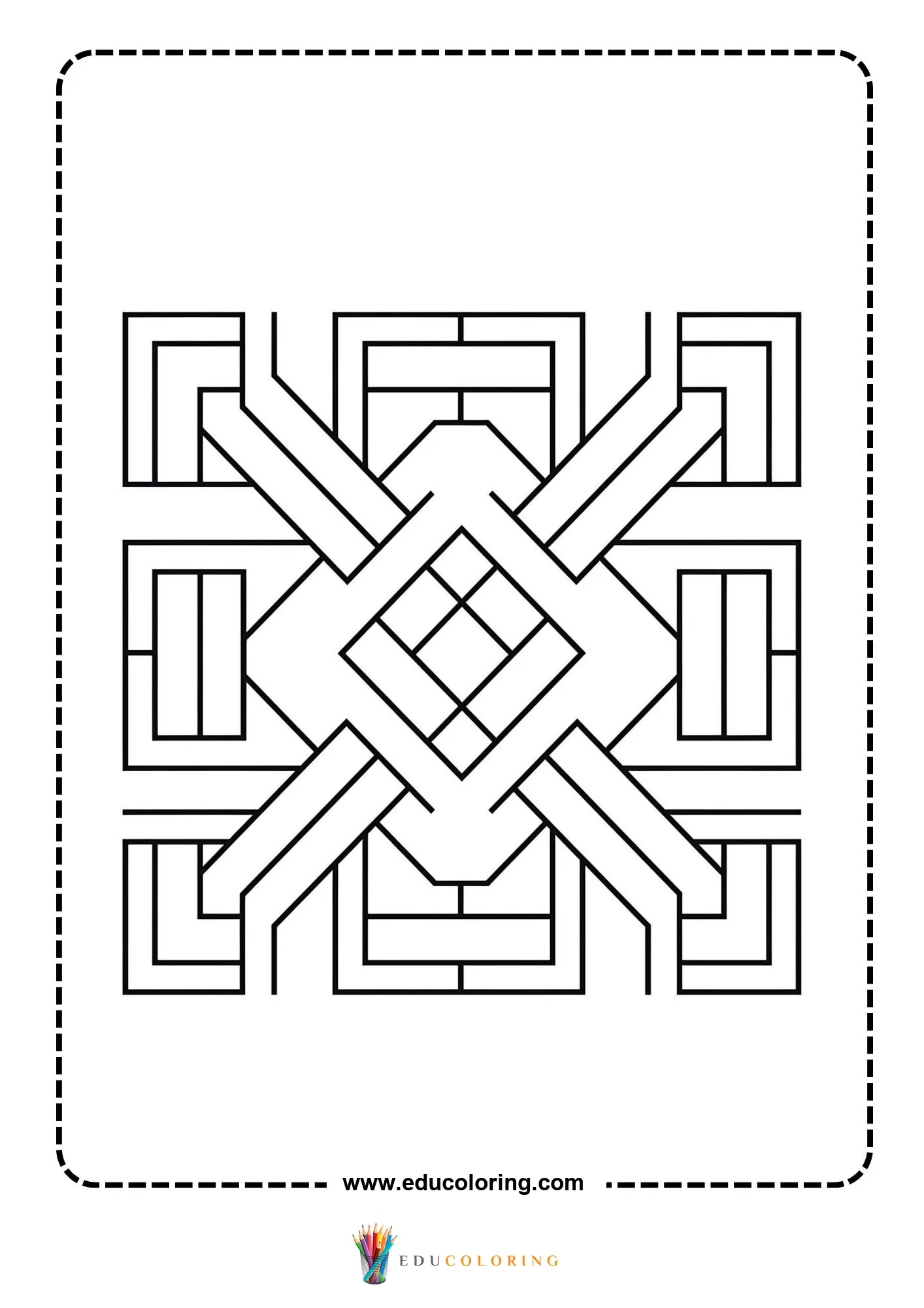 Easy interlocking rectangle pattern coloring page