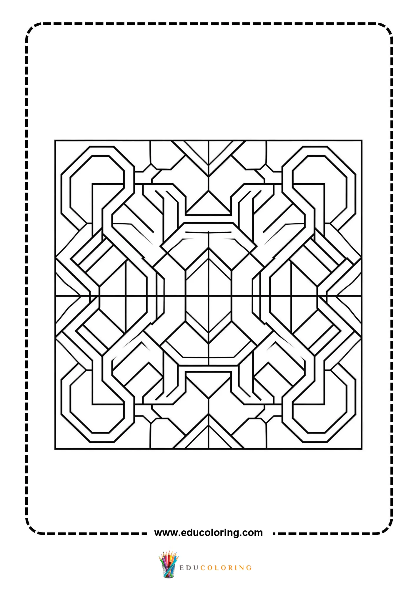 Easy abstract geometric pattern coloring page page 24