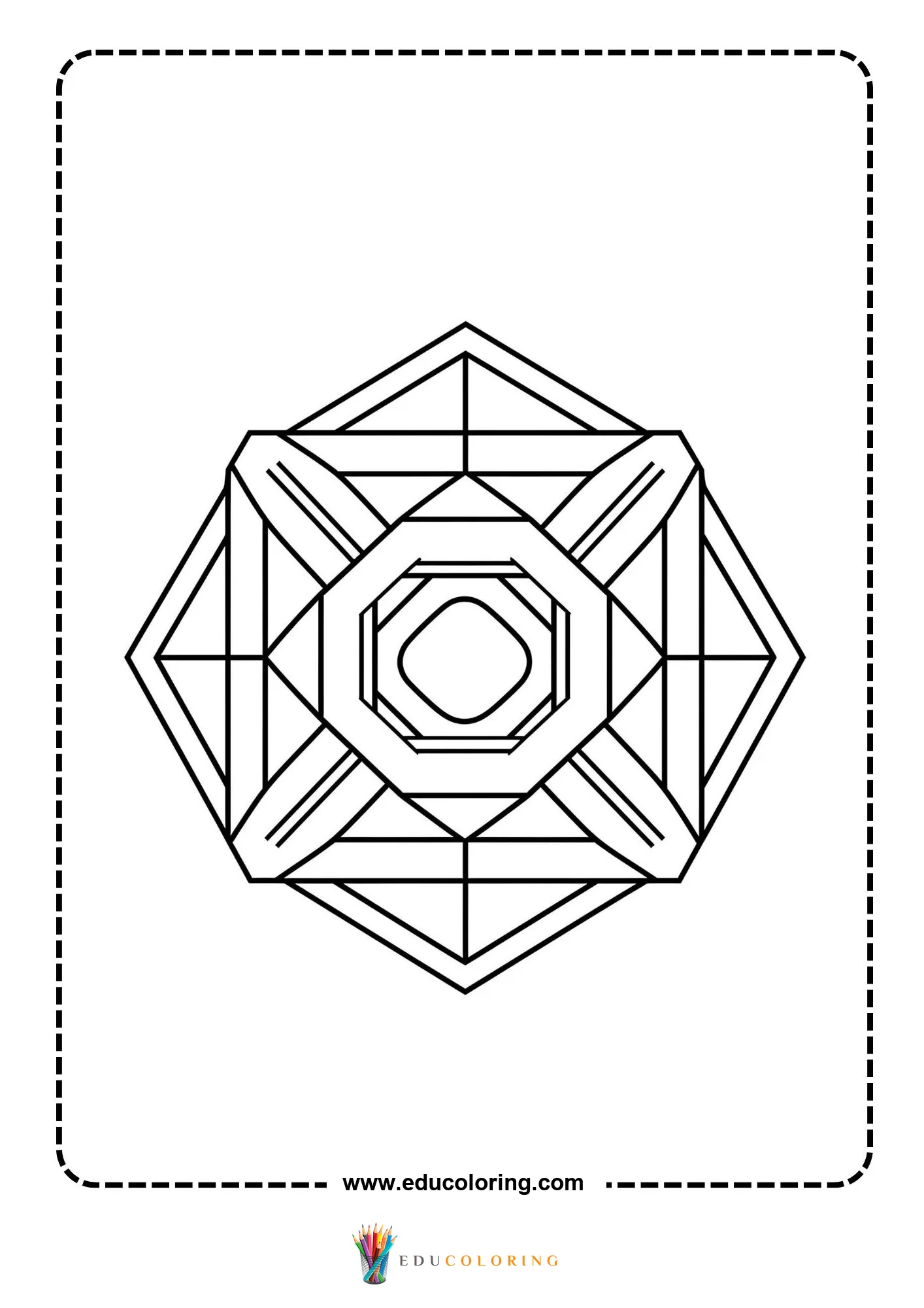 Easy abstract geometric pattern coloring page page 25