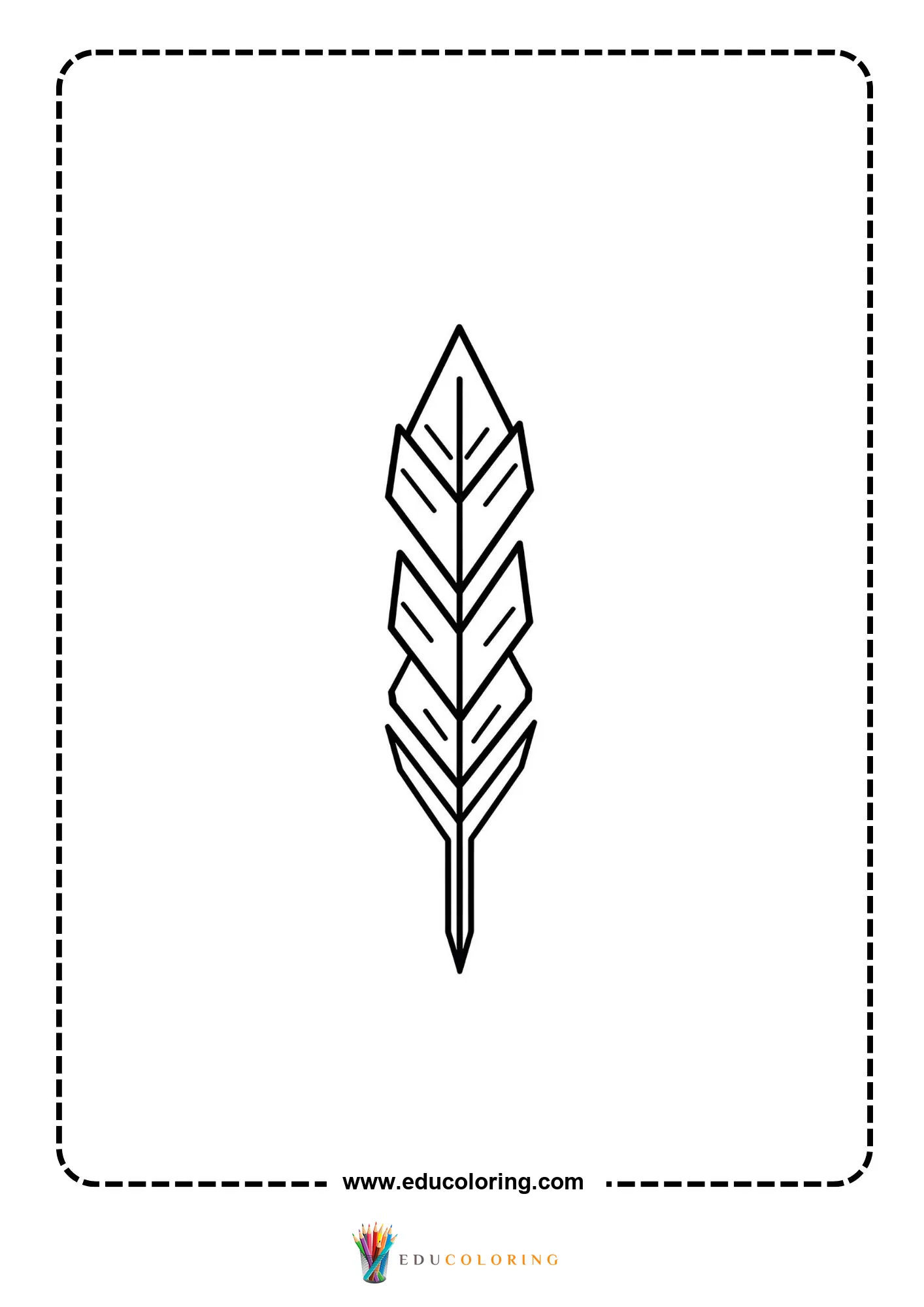 Easy feather leaf motif pattern coloring page
