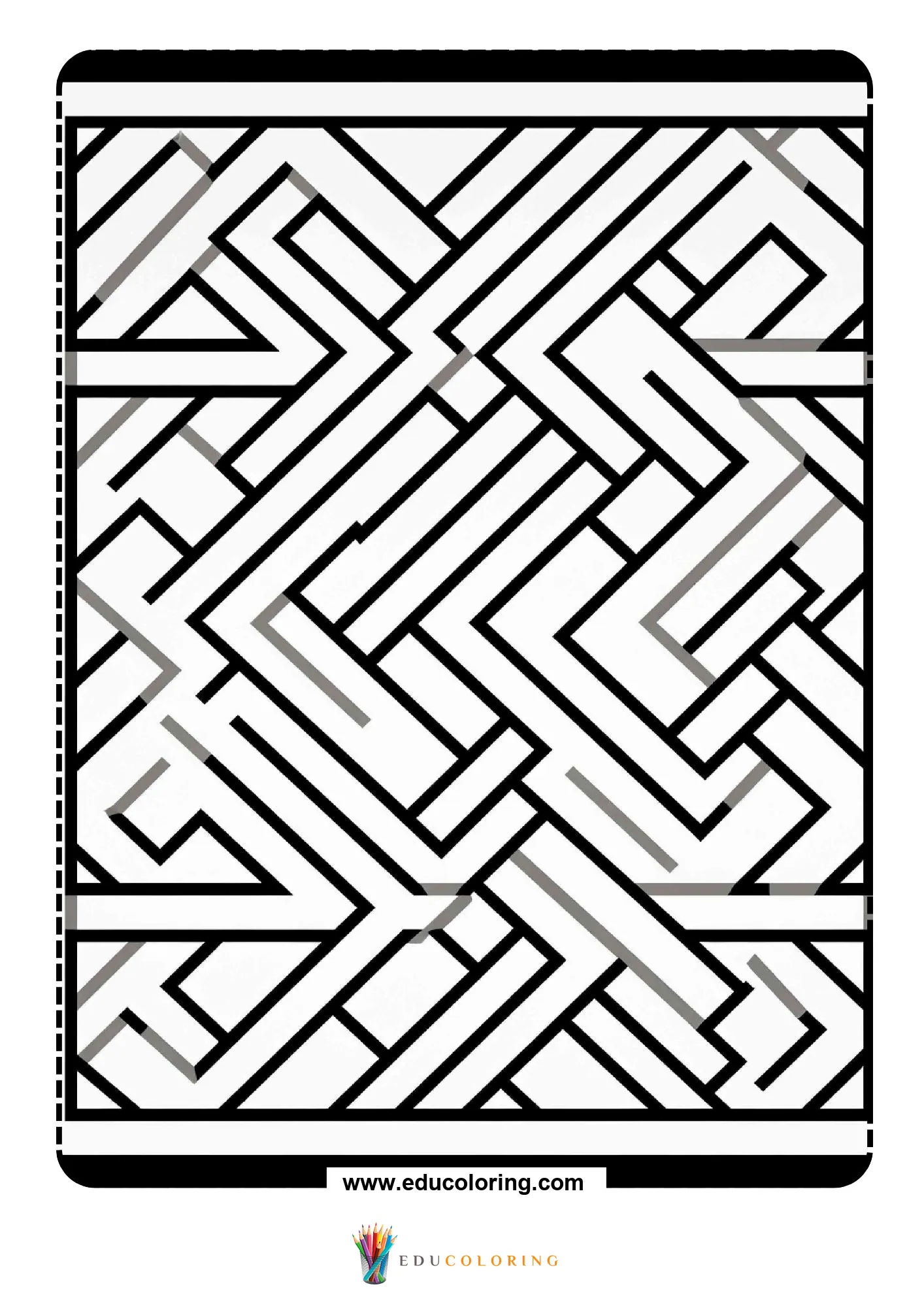Geometric pattern coloring page with repeating line art page 15