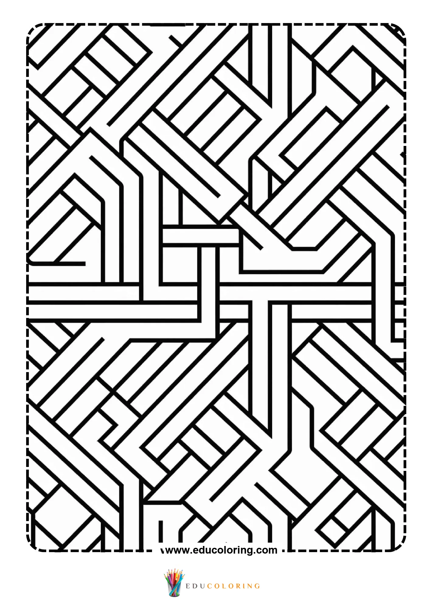 Geometric pattern coloring page with repeating line art page 18