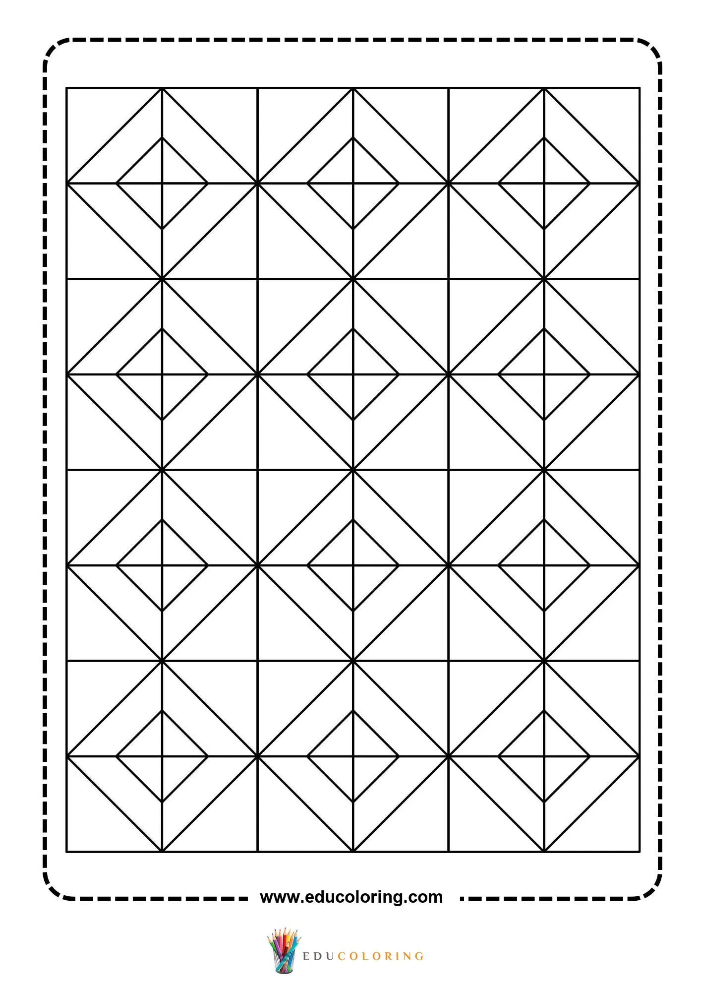 Geometric pattern coloring page with repeating line art page 30