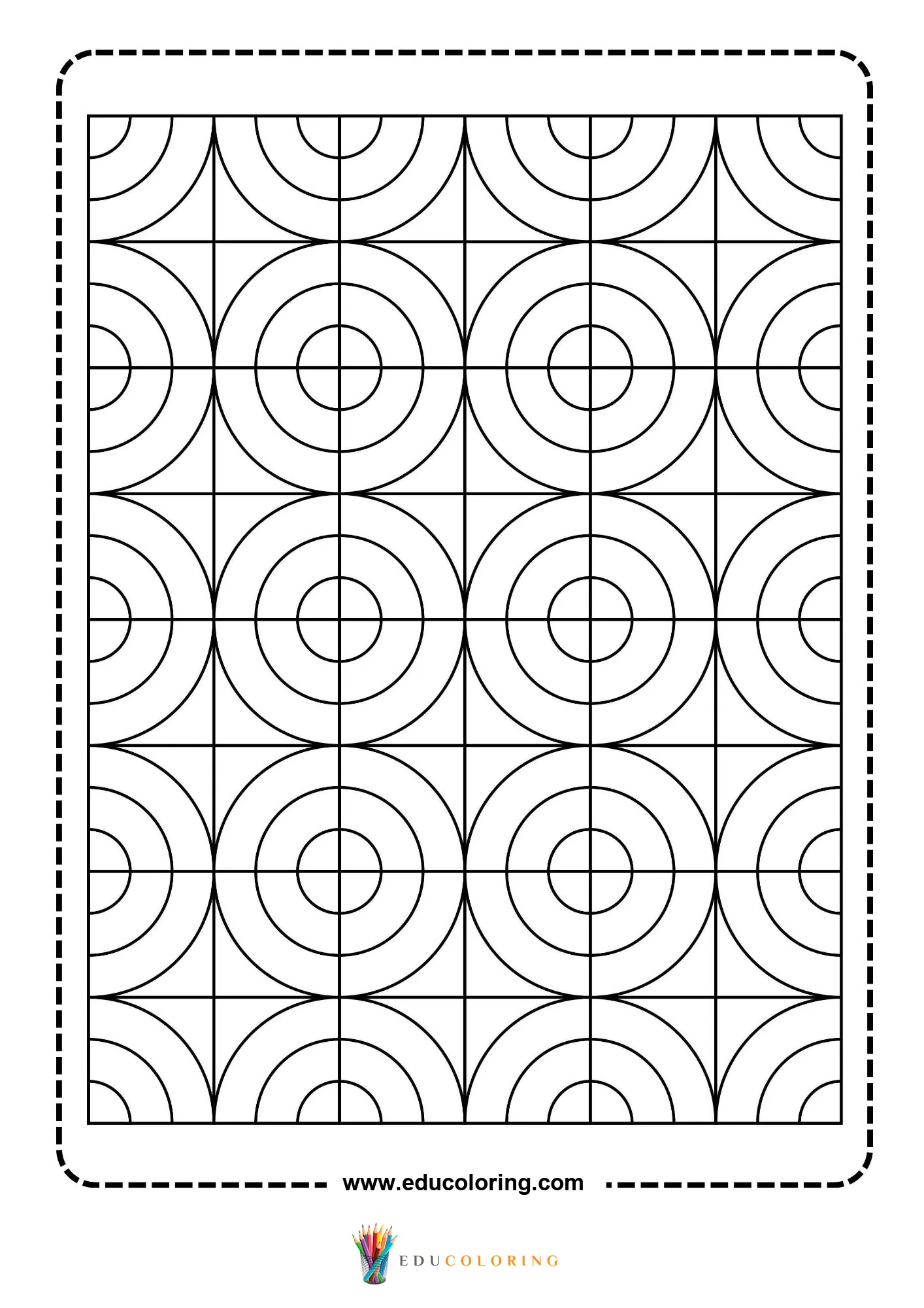 Geometric pattern coloring page with repeating line art page 33
