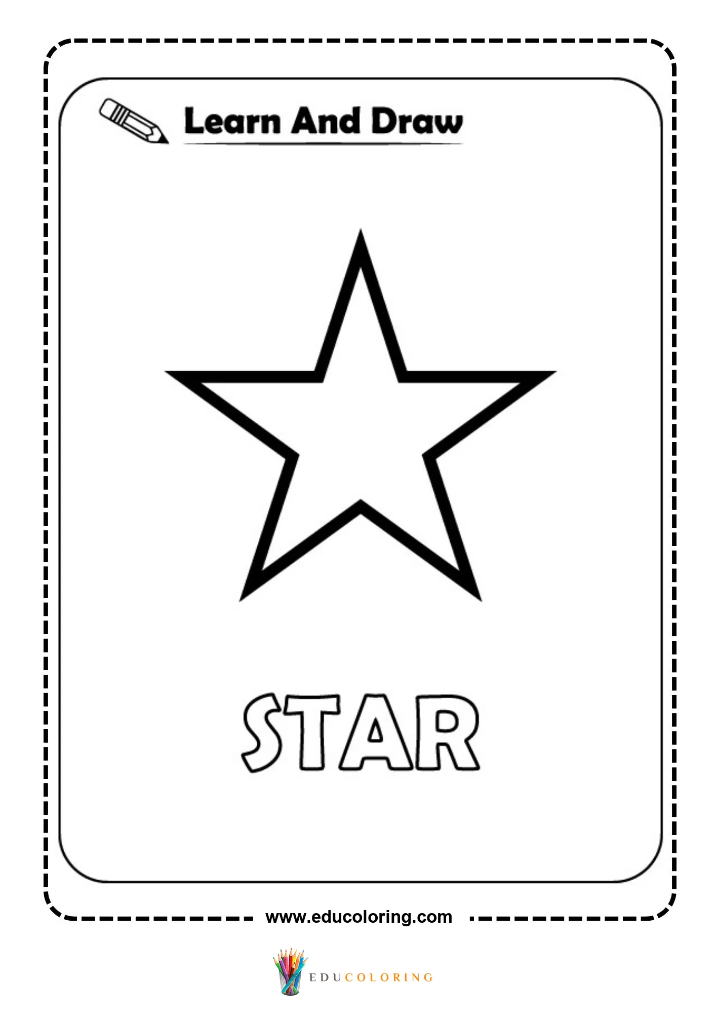 Learn and draw geometric shape activity coloring page page 14