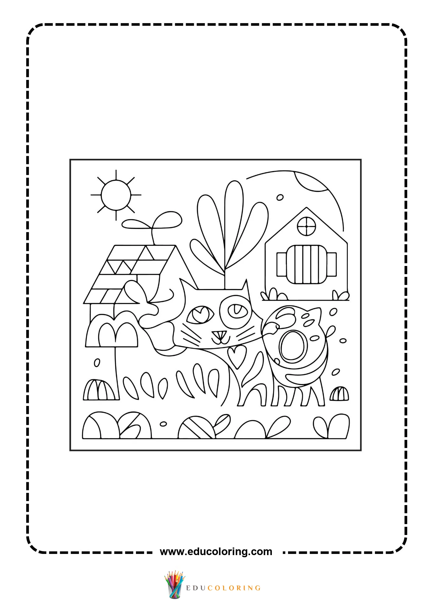 Multi-shapes coloring page with mixed geometric outline shapes page 9