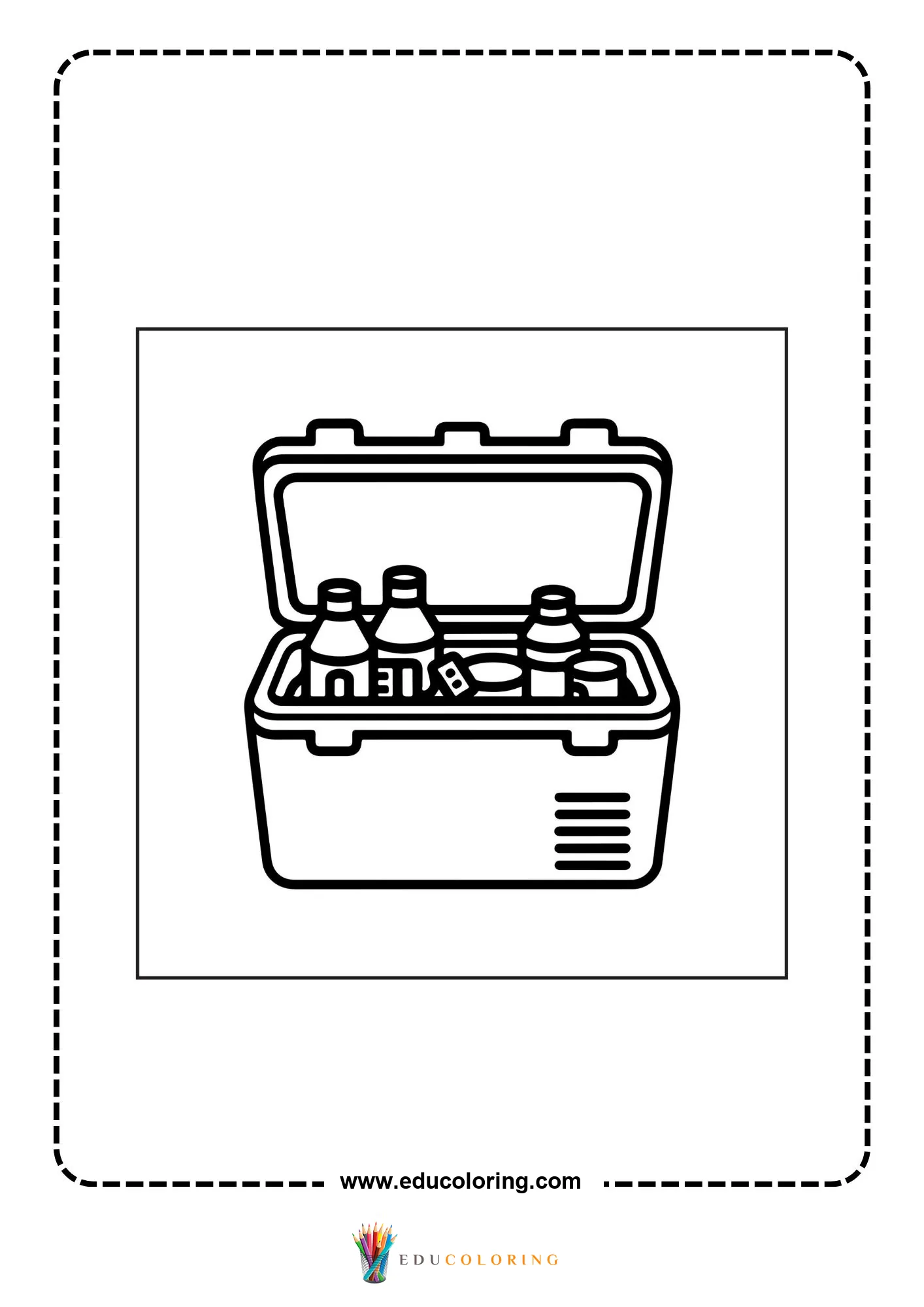 Medical coloring page with mask and protective health gear