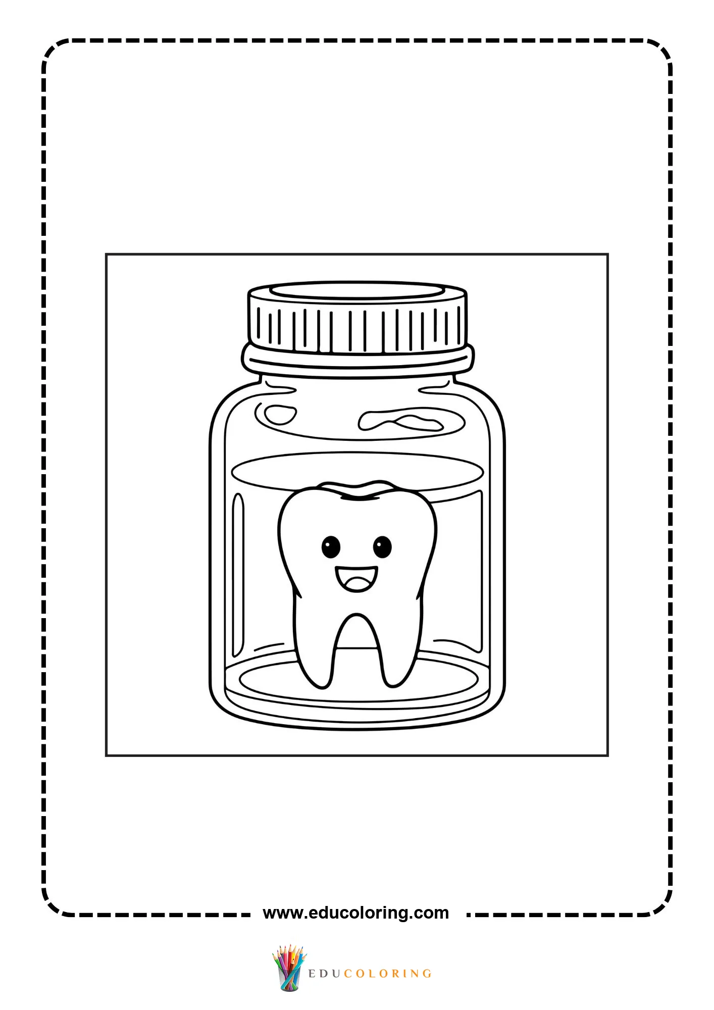 Medical coloring page with doctor and heart symbol
