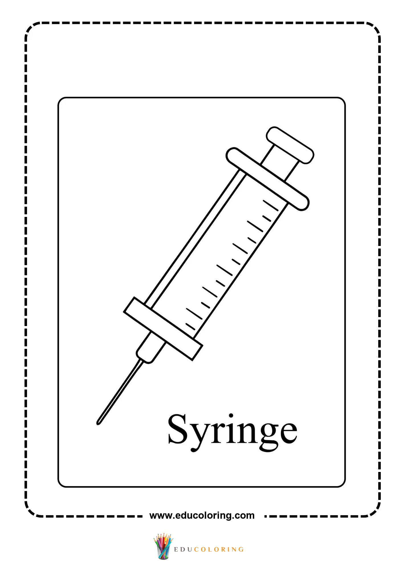 Medical instrument coloring page with bandage roll