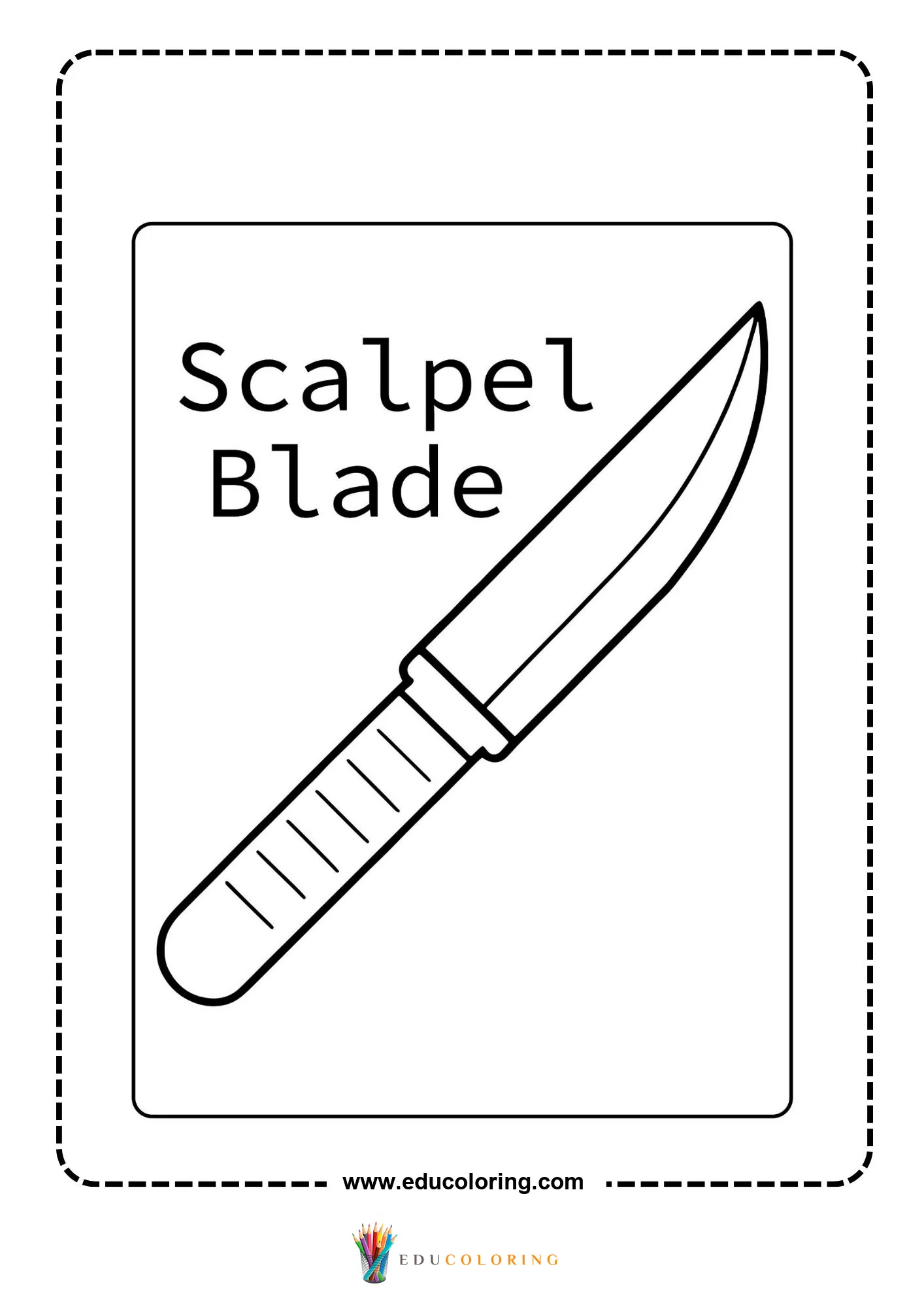 Medical instrument coloring page with medical chart