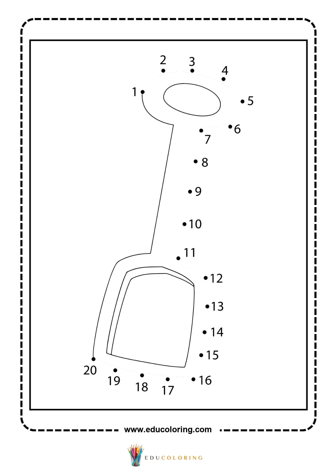 Dot-to-dot beach shovel with rounded handle