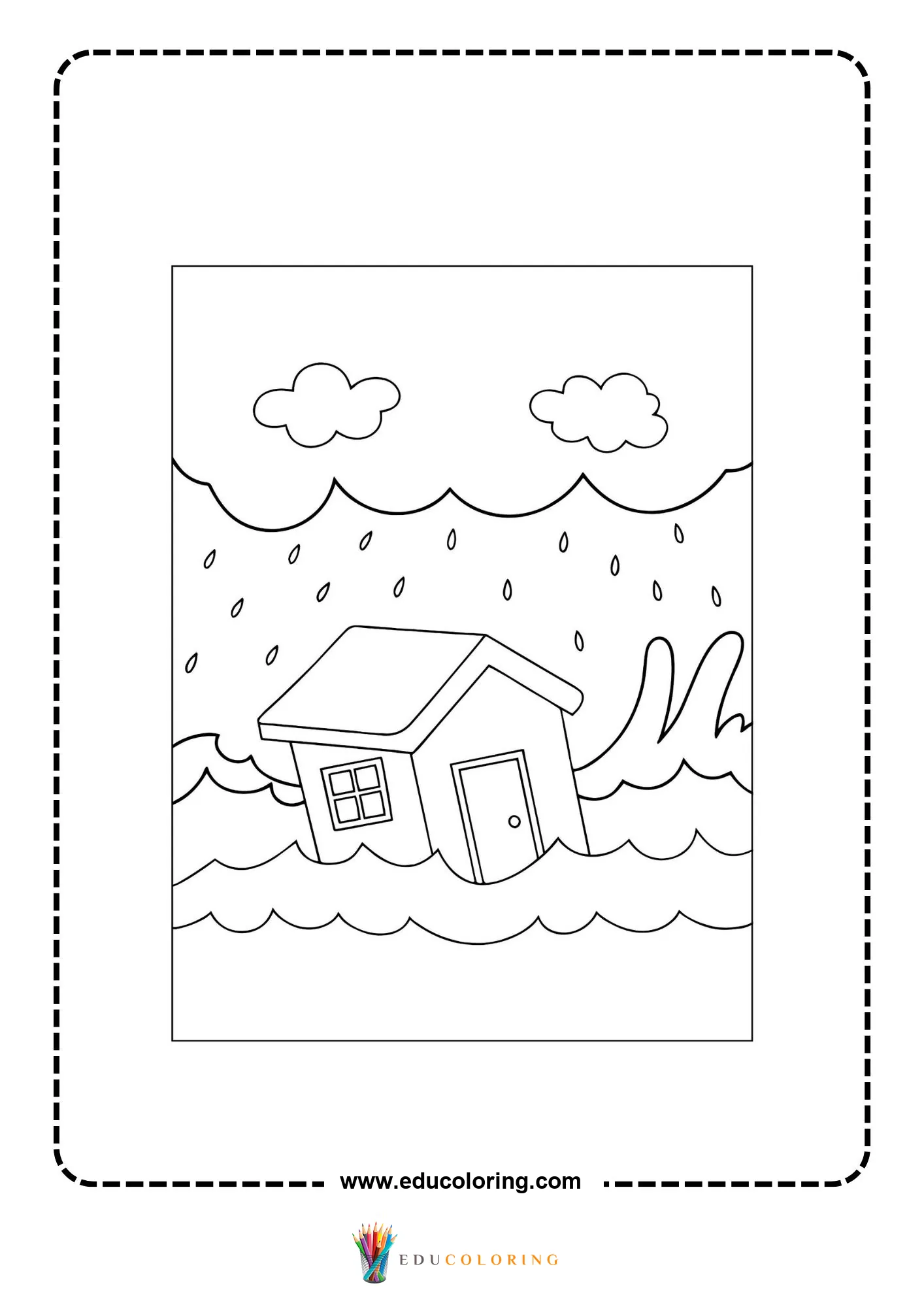 Global warming coloring page with pollution and environment scene