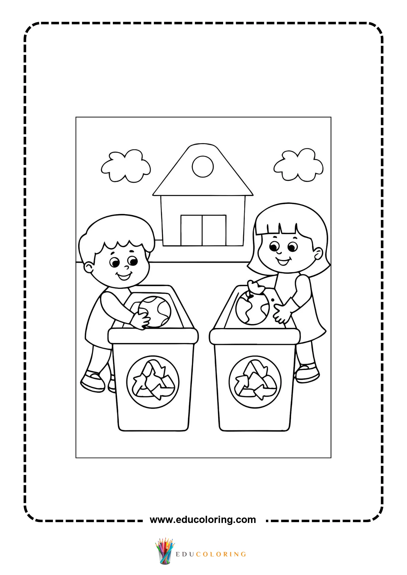 Global warming coloring page with melting ice climate concept