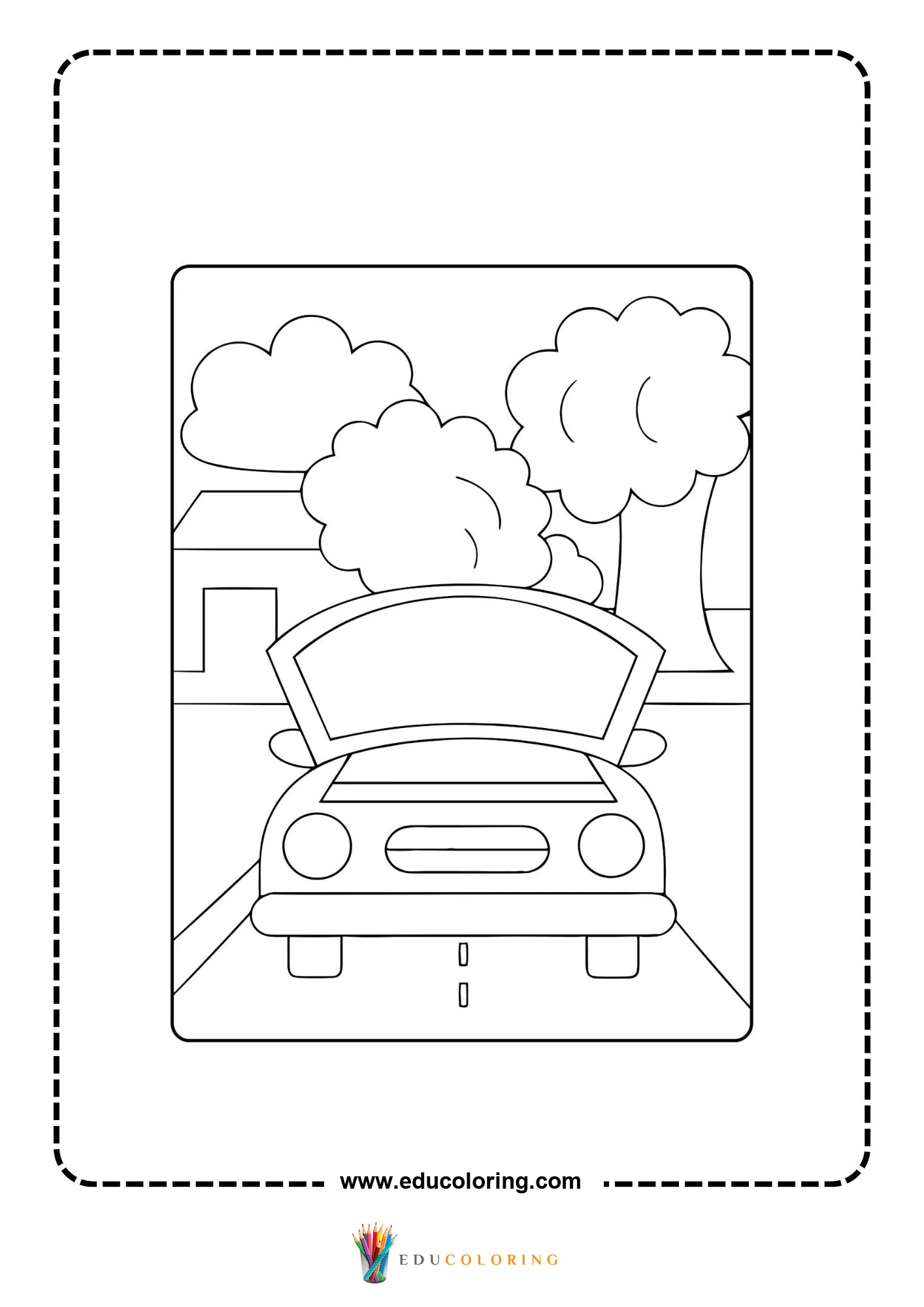 Greenhouse effects coloring page with simple Earth science line art