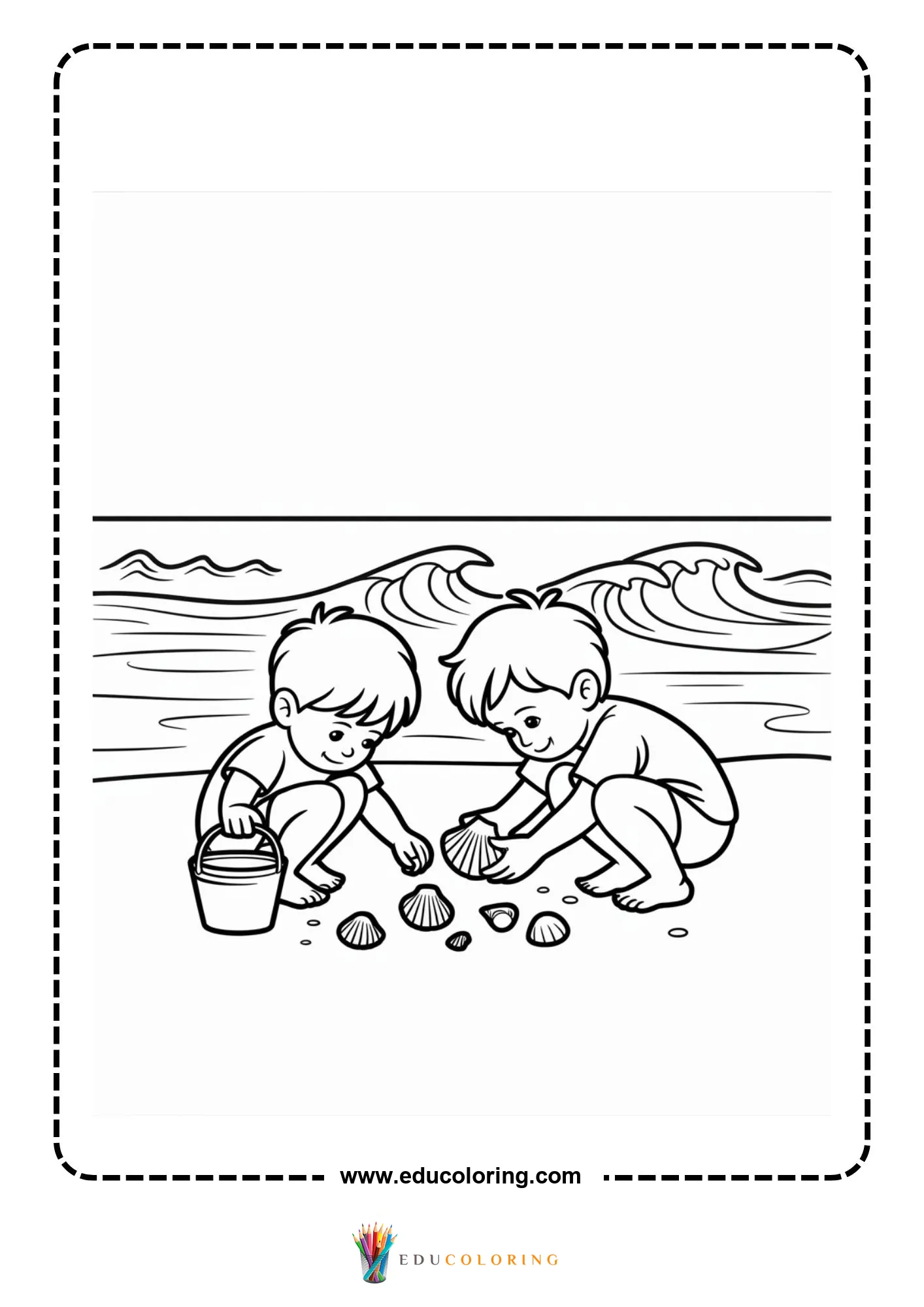 Ocean coloring page with simple underwater landscape