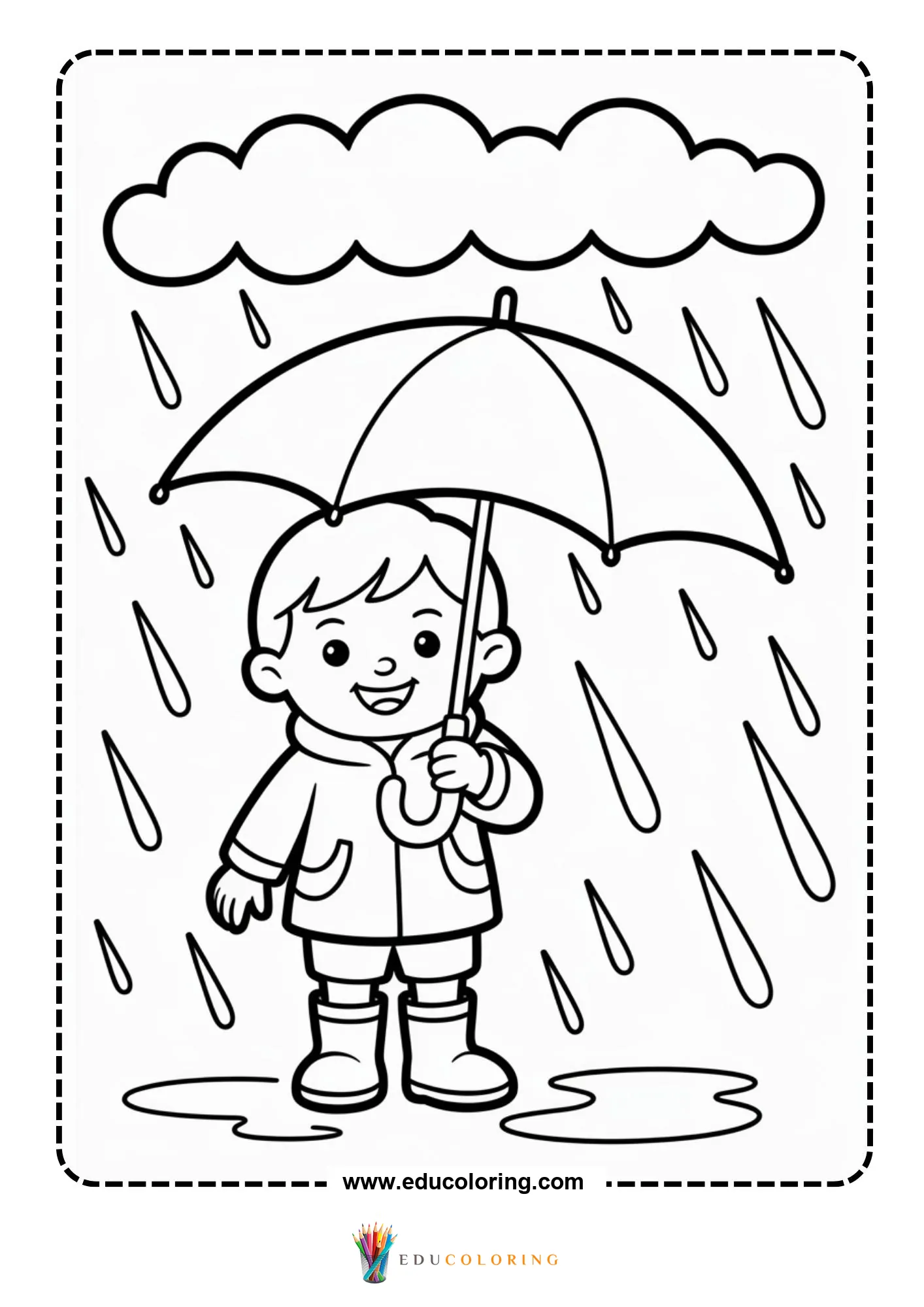 Child with umbrella in storm