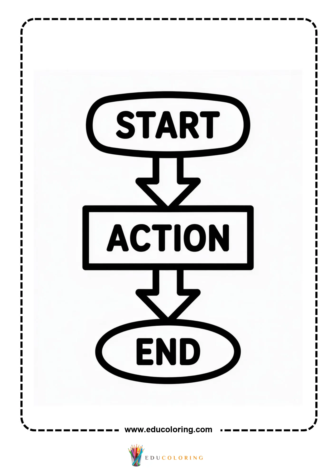Coding coloring page with software window and command buttons