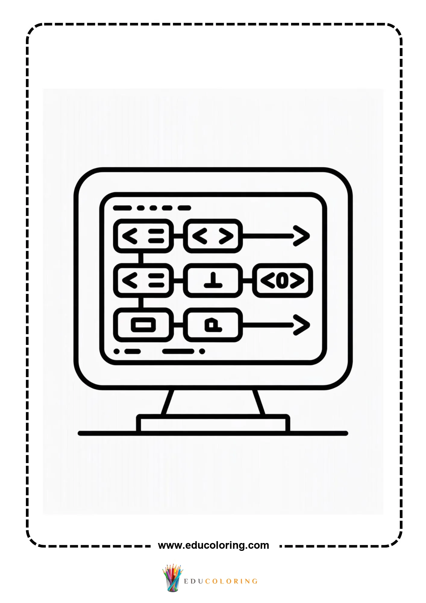 Coding coloring page with block coding interface