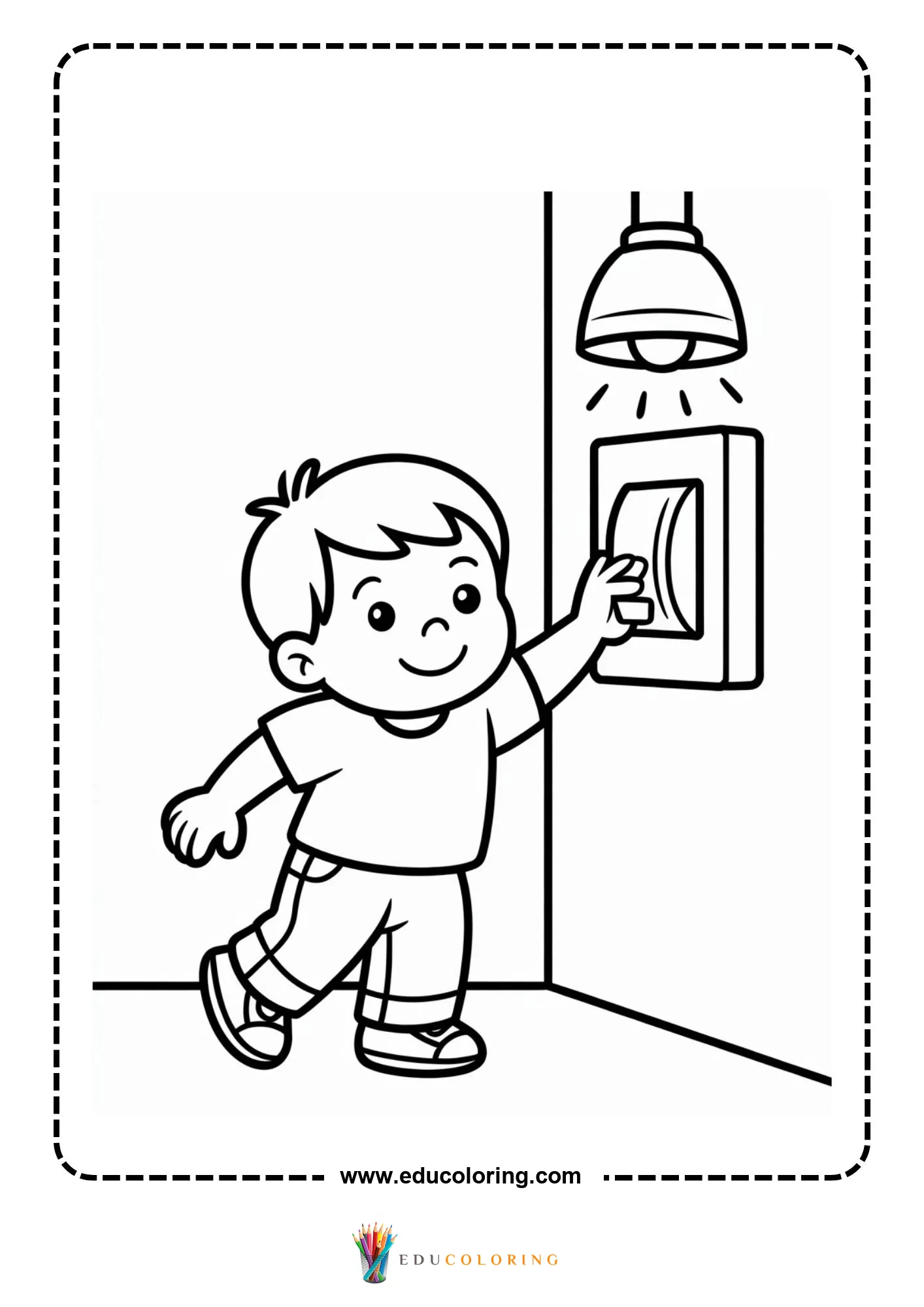 Electronic coloring page with basic electronics symbols