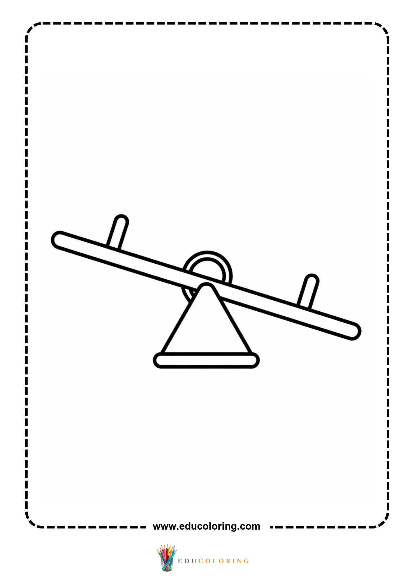 Levers coloring page with lever arm and pivot point