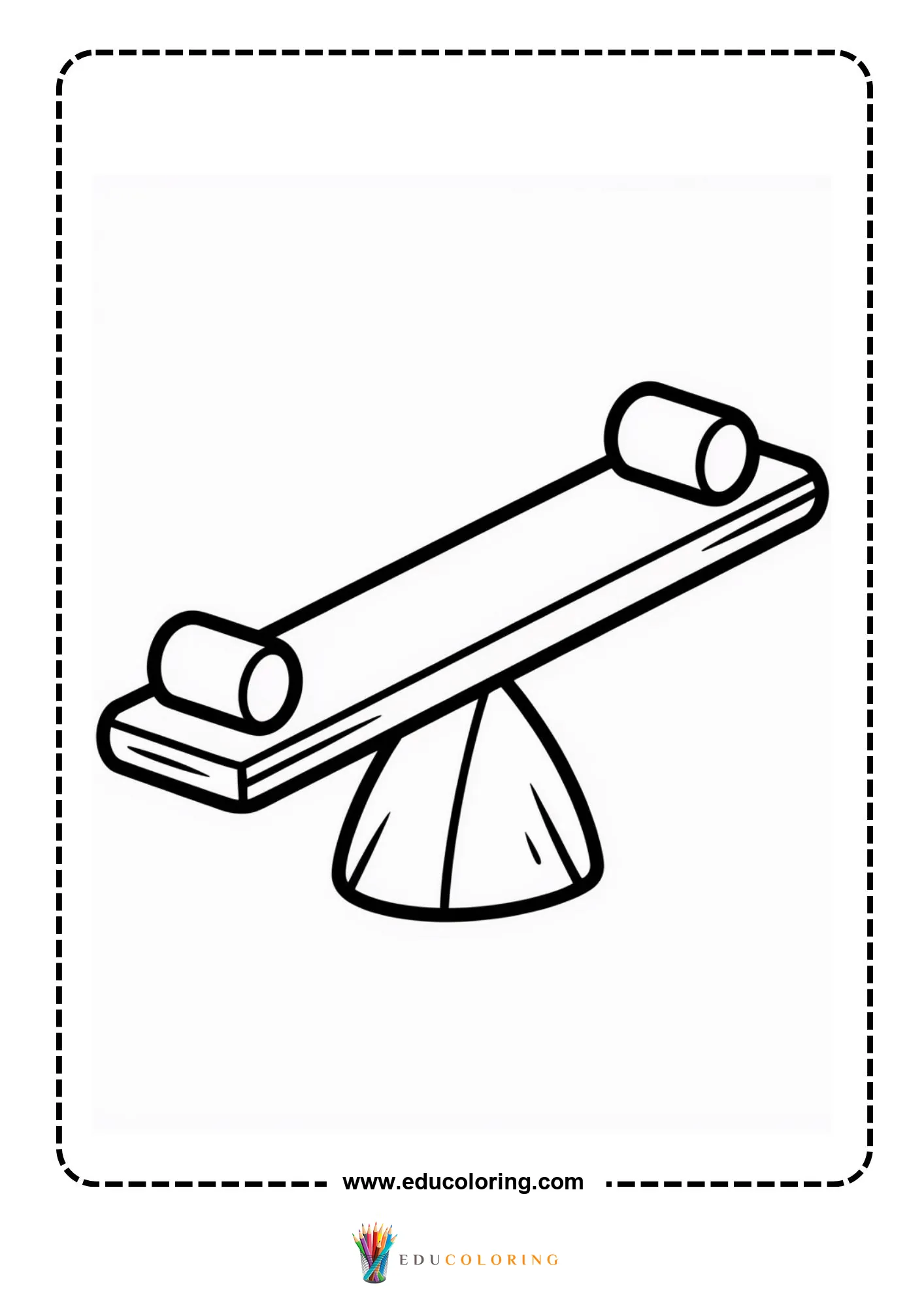 Levers coloring page with simple seesaw and center support