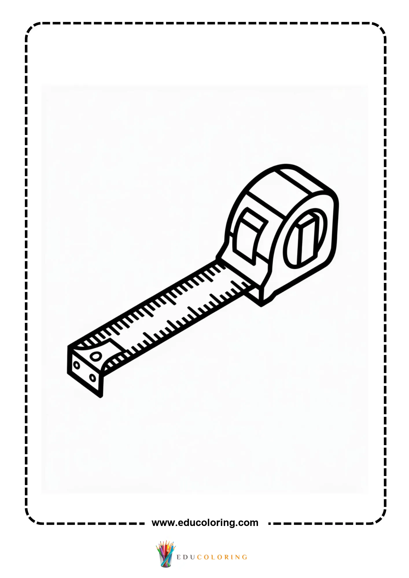Measure tools coloring page with tape measure tool line art
