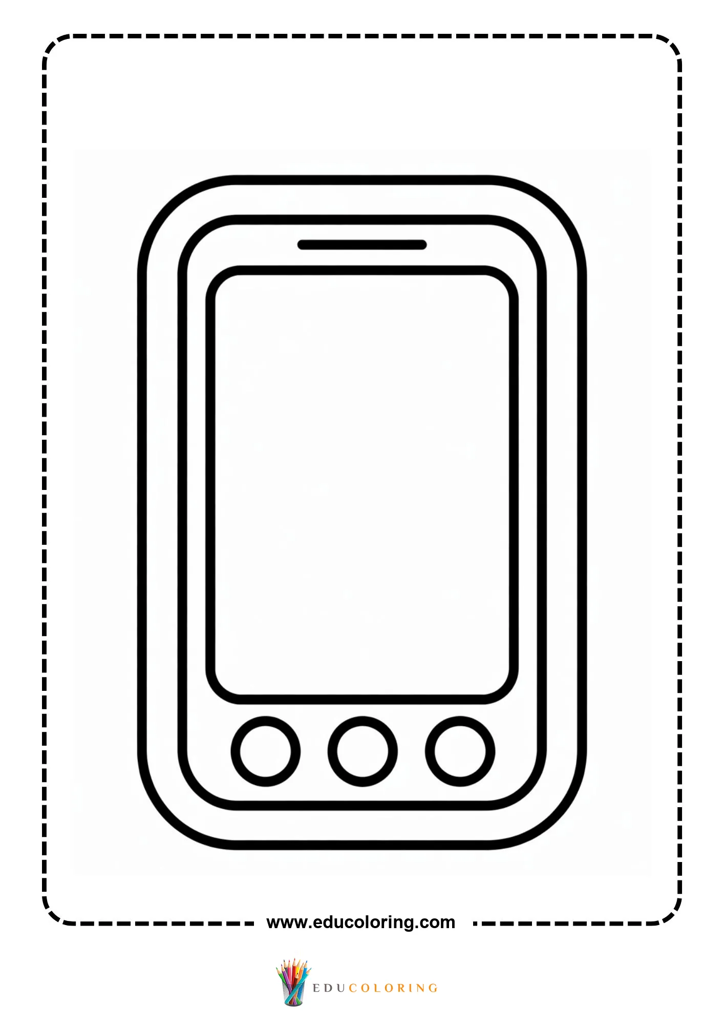 Technology coloring page with robot and science lab tools